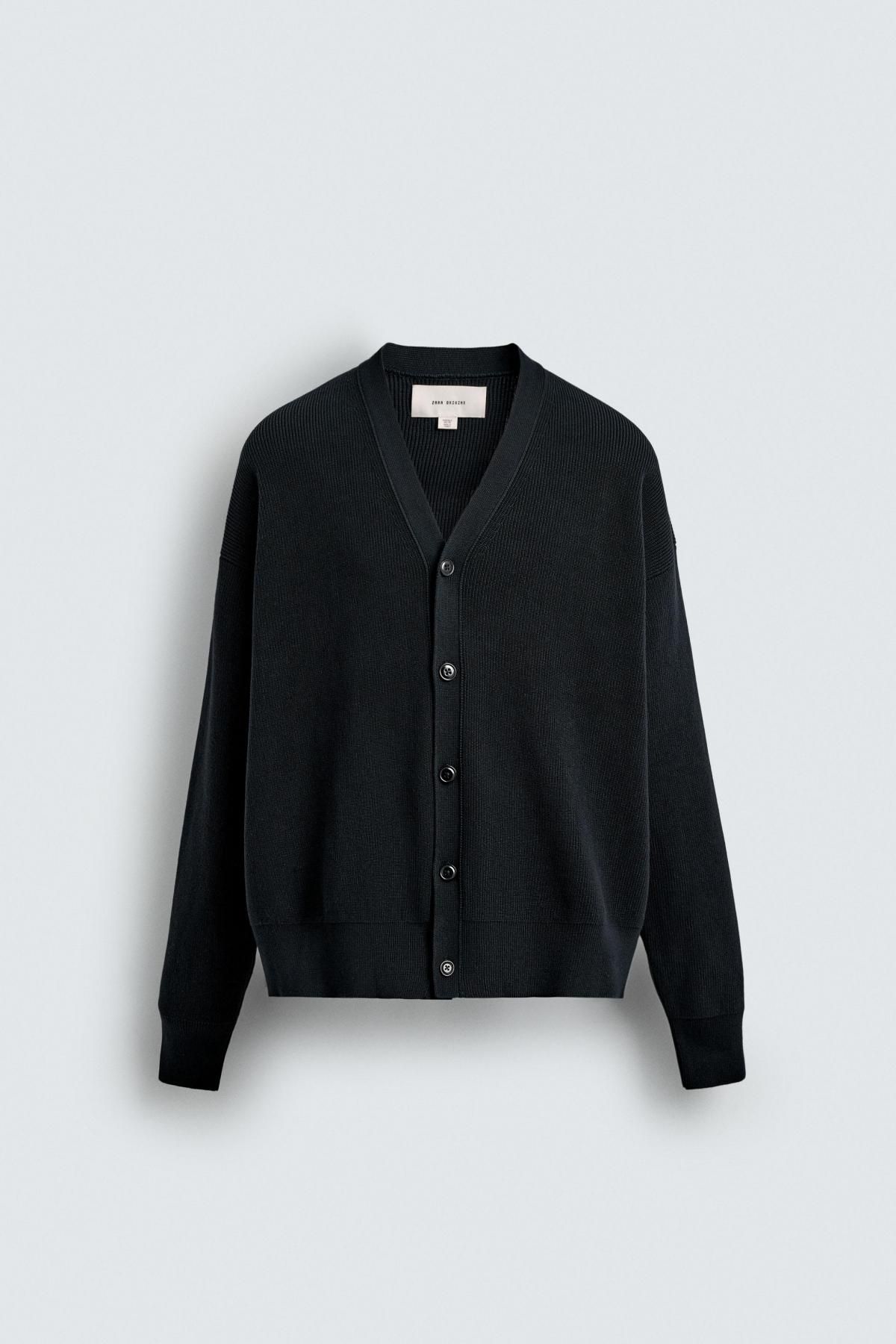 자라 미니멀 울혼방 레귤러핏 브이넥 가디건 2632/305 DARK NAVY - 메인 이미지