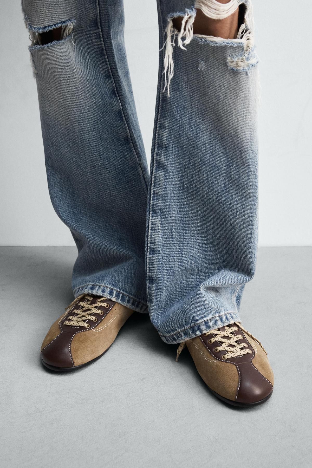 자라 스플릿 스웨이드 레더 스니커즈 X 해리 램버트 디즈니 2271/620 SAND BROWN - 상세 이미지 4