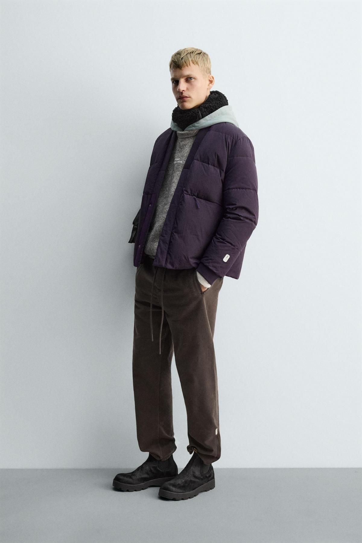 자라 다운믹스 기모노 숏 패딩 재킷 3918/153 PURPLE - 상세 이미지 5