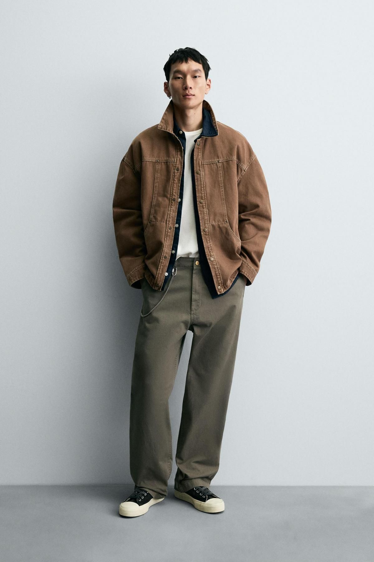 자라 코튼 포켓 브라운 워시드 스트럭처 오버셔츠 6987/302 LIGHT BROWN - 상세 이미지 2