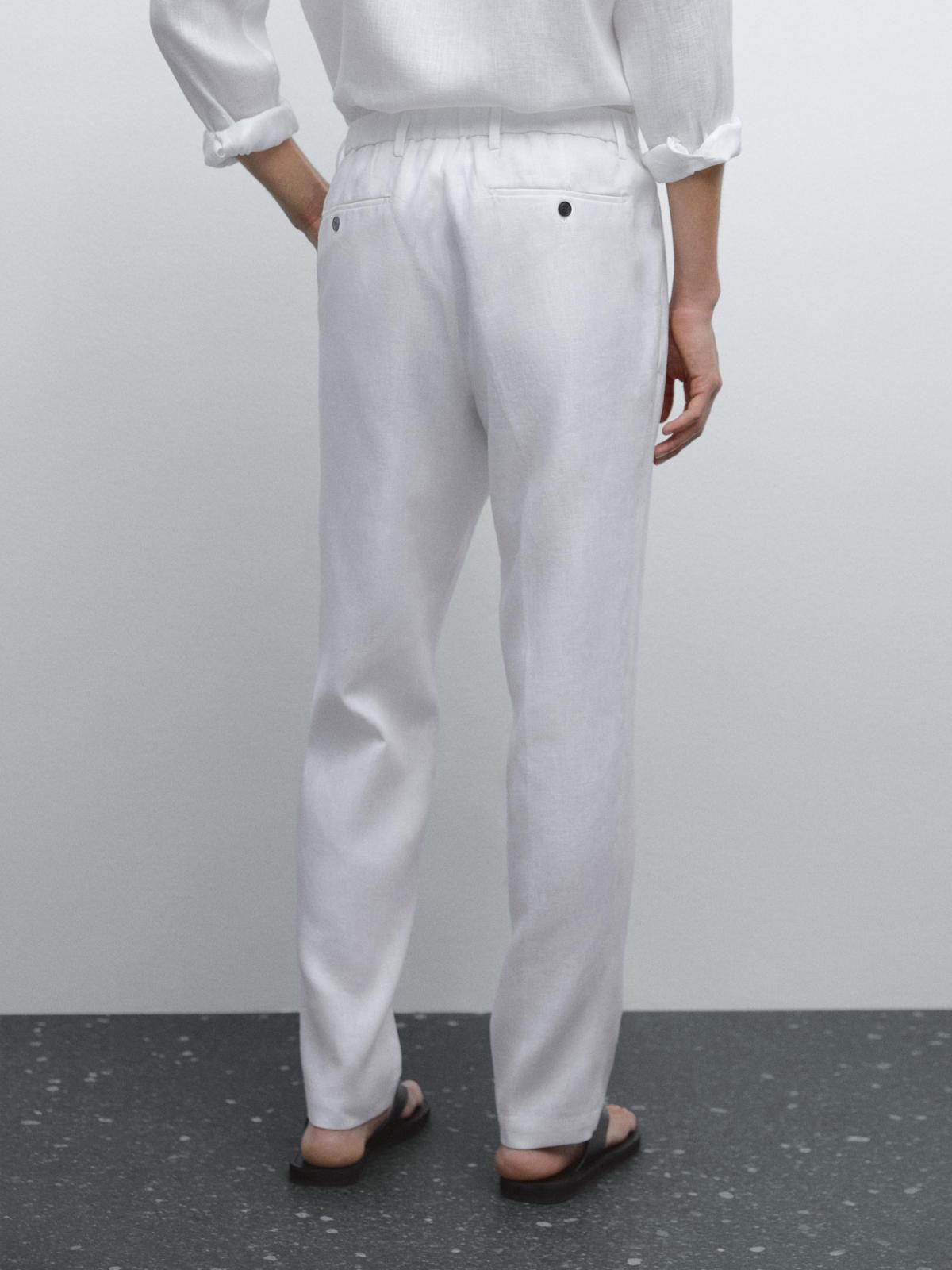 마시모두띠 프리미엄 린넨 레귤러핏 화이트 팬츠 0091/440 WHITE - 상세 이미지 3