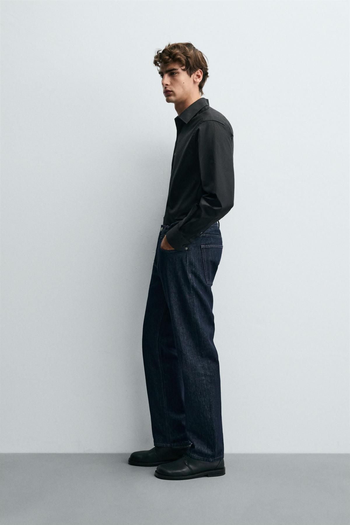 자라 텍스처 레귤러핏 코튼 블랙 긴팔 셔츠 5588/320 BLACK - 상세 이미지 5