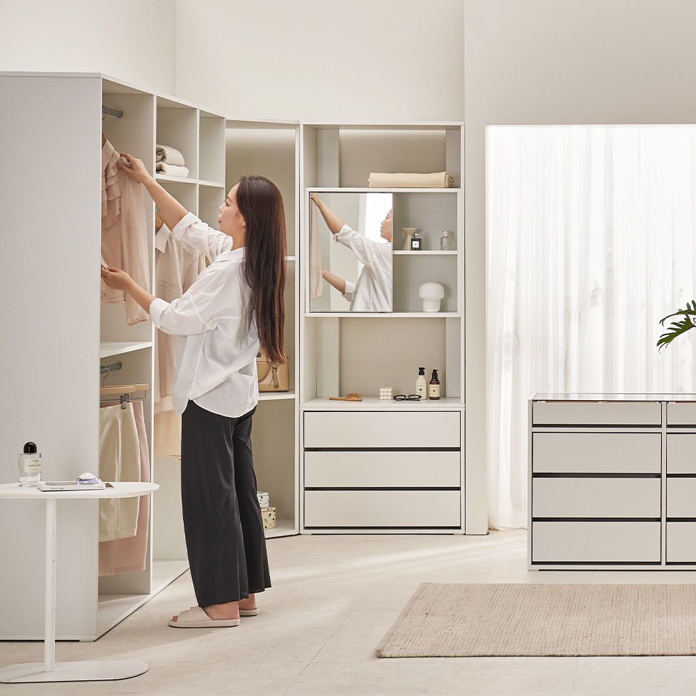 장인가구 올리세 E0 드레스룸 600 아일랜드 4단 악세사리장 옷방 수납장 안방 서랍장