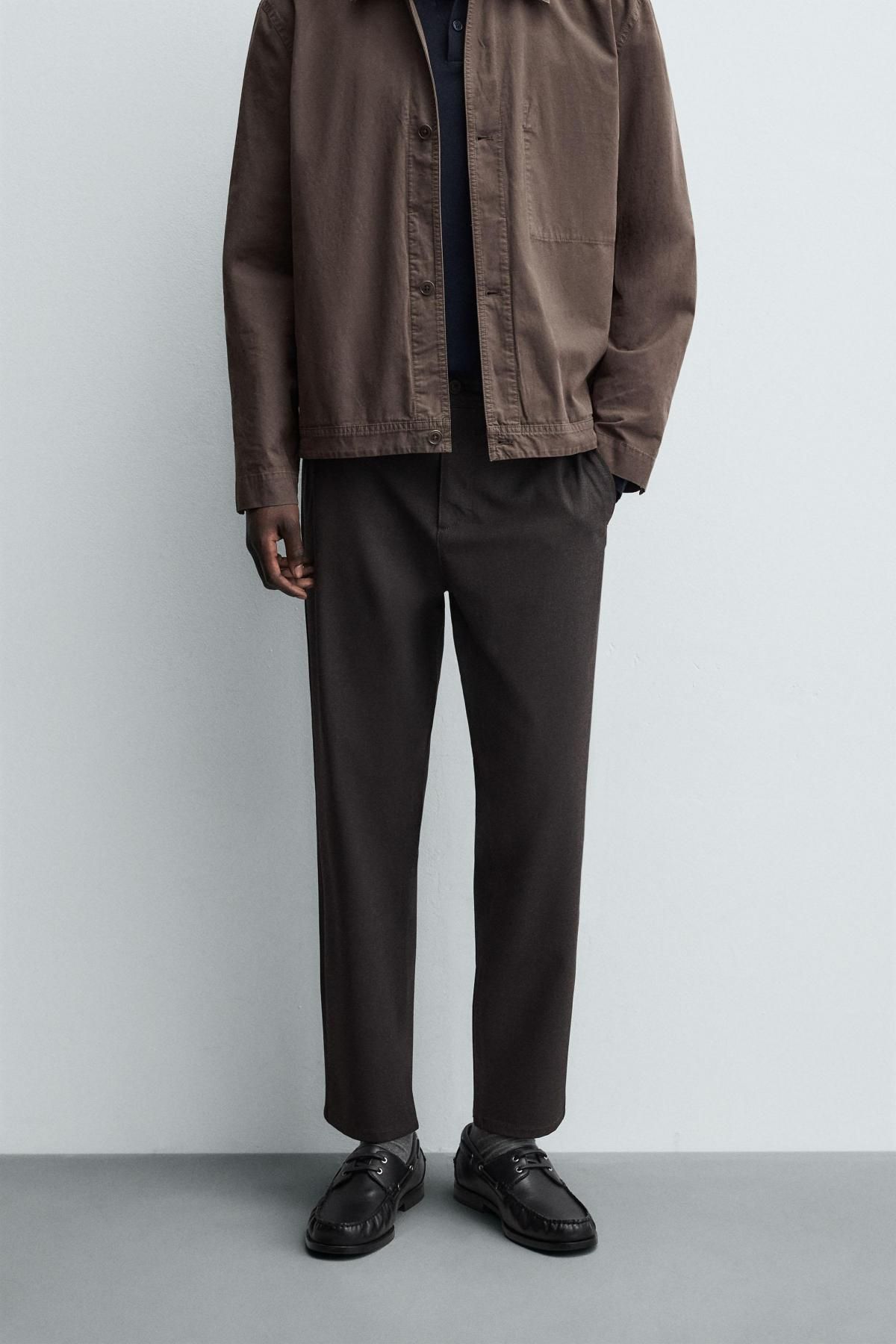 자라 테크니컬 텍스처 슬림핏 컴포트 팬츠 0706/650 BROWN - 상품 이미지