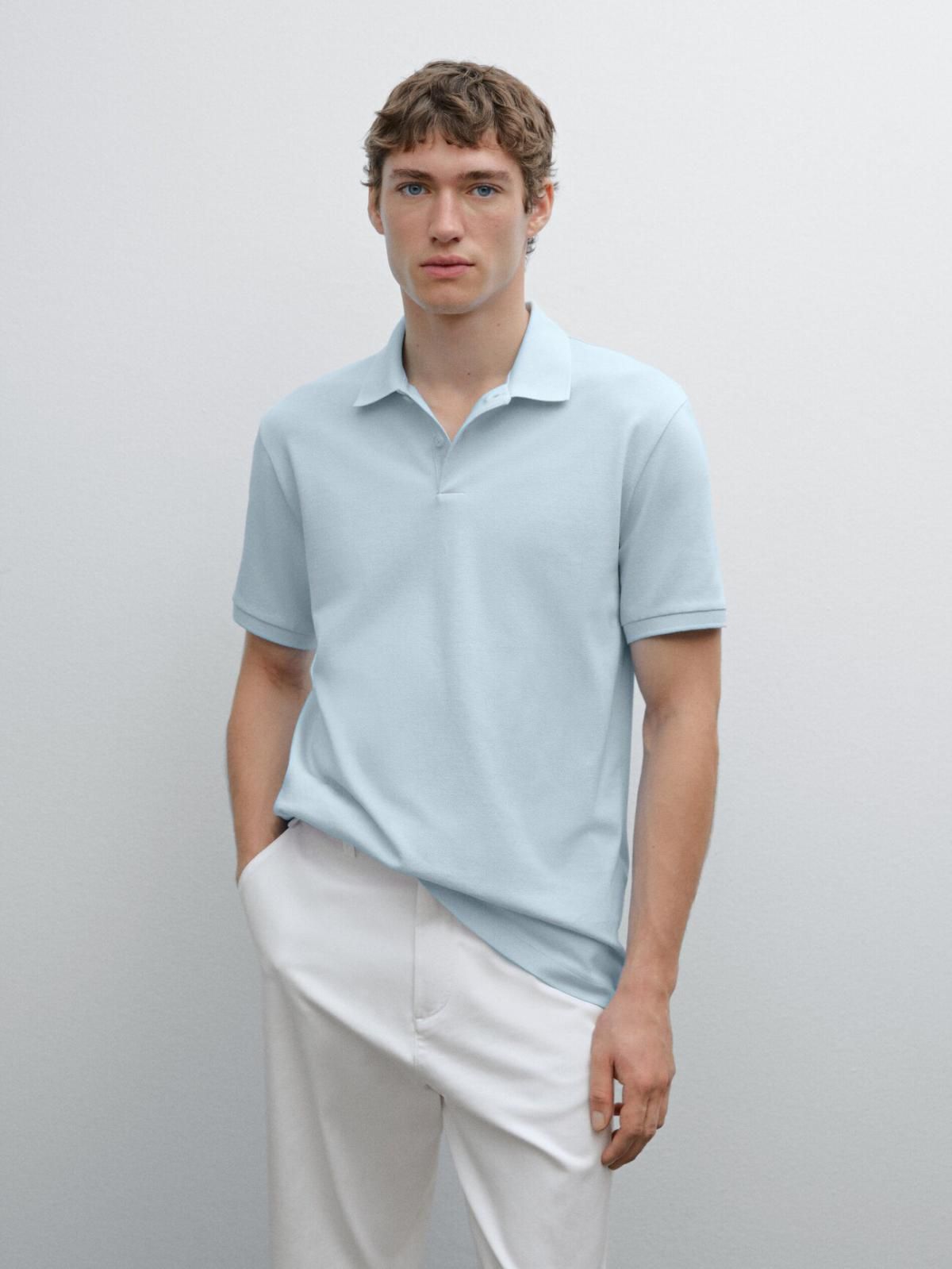마시모두띠 마이크로 피케 코튼 폴로 셔츠 0744/244 LIGHT BLUE - 상세 이미지 3