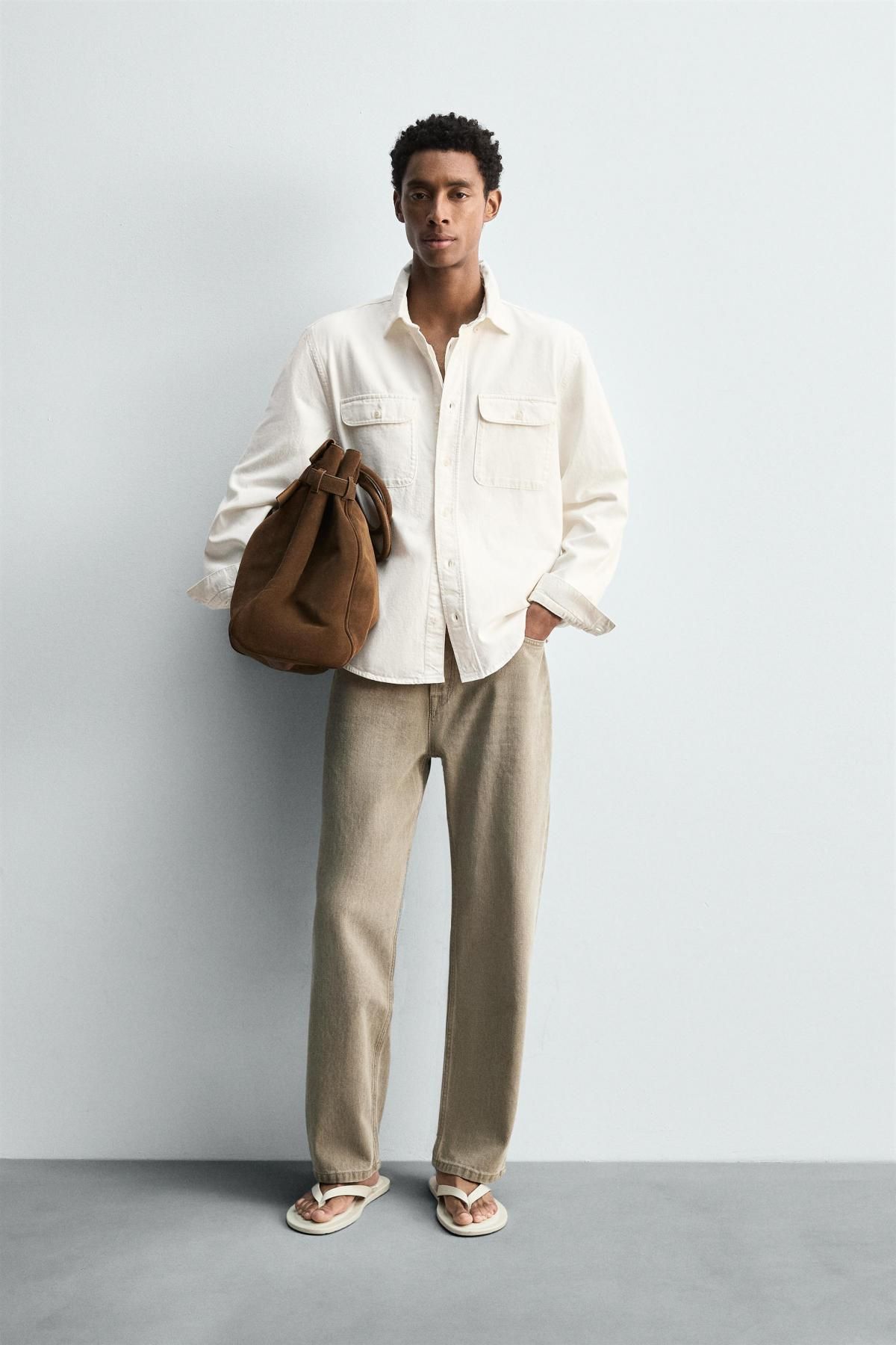 자라 오가닉 코튼헴프 화이트 데님 오버셔츠 9942/390 OYSTER-WHITE - 상세 이미지 2