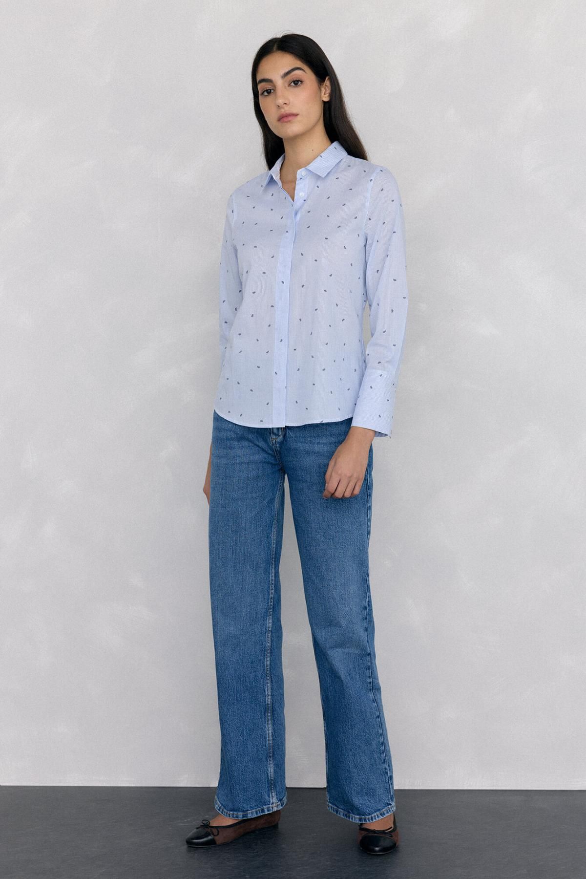페드로 델 이에로 이지아이론 스트라이프 긴팔 셔츠 6632012 AZUL - 상세 이미지 4