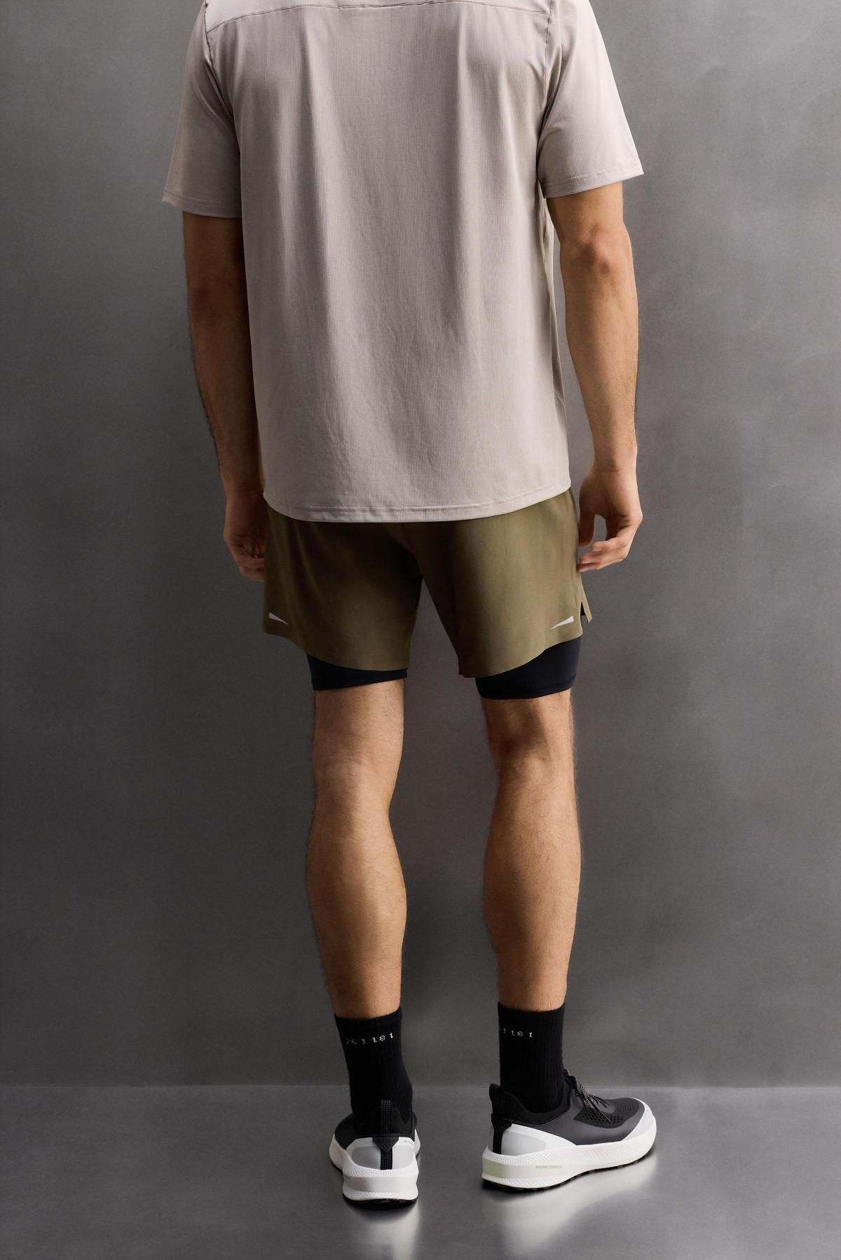 자라 테크니컬 스트레치 2IN1 트레이닝 쇼츠 1943/320 DARK KHAKI - 상세 이미지 4