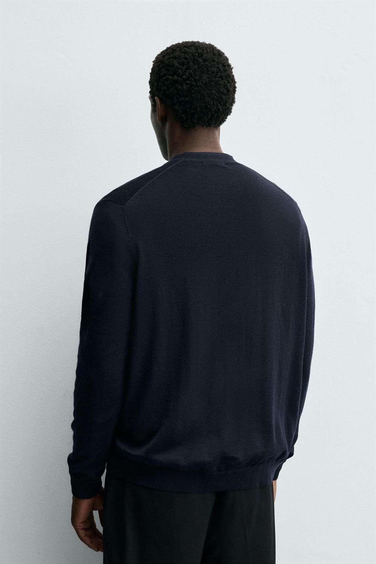 자라 프리미엄 울 브이넥 가디건 0693/302 NAVY BLUE - 상세 이미지 4