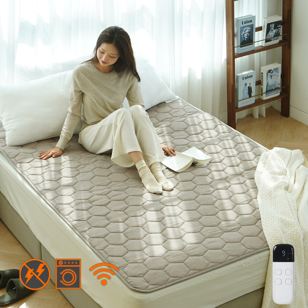곰표한일 IOT 전자파안심 EMF 라돈안심 카본 탄소매트 스마트 베이지 퀸더블(원난방)
