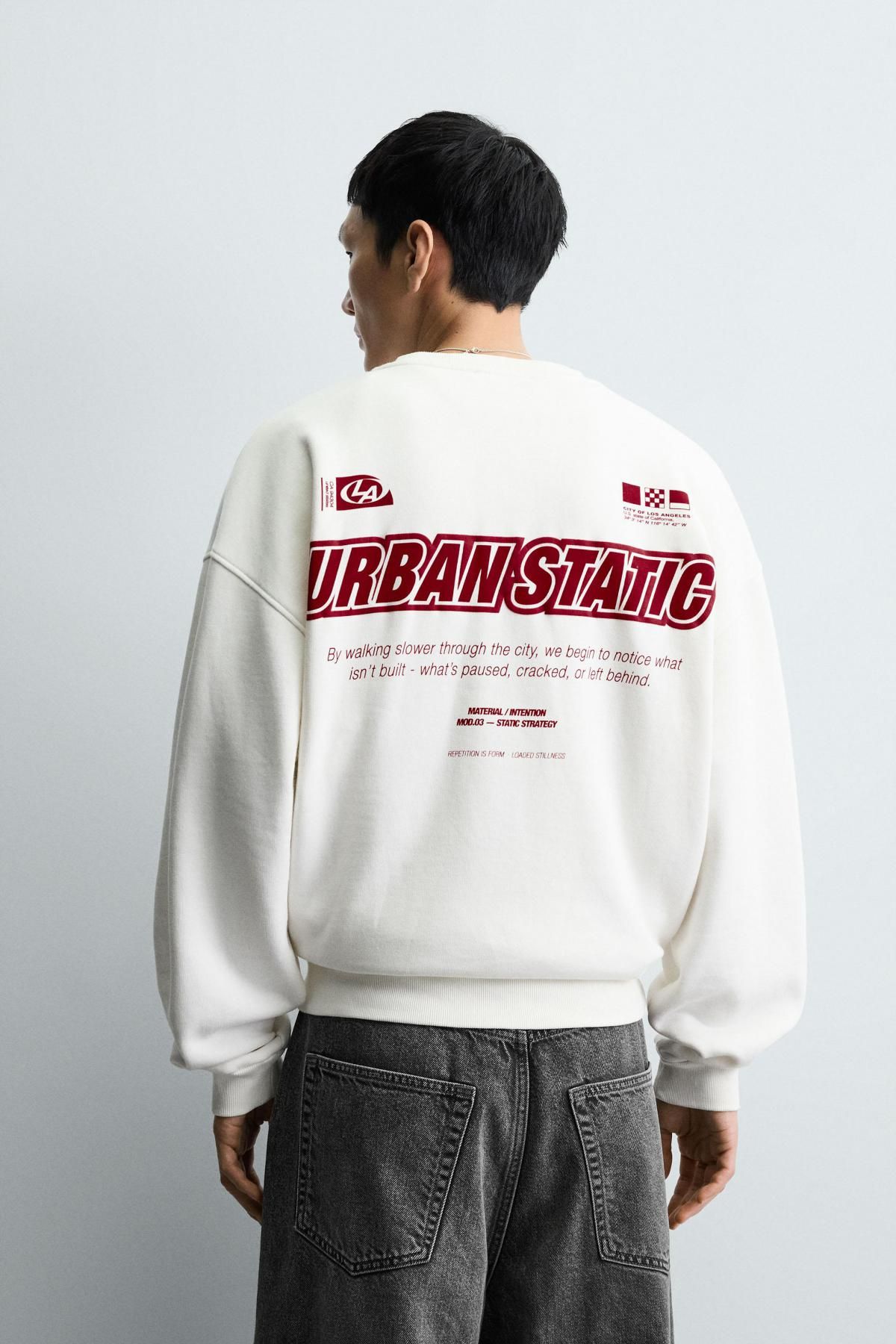 자라 레터링 라운드넥 긴팔 스웨트셔츠 6264/300 OYSTER-WHITE - 상세 이미지 4