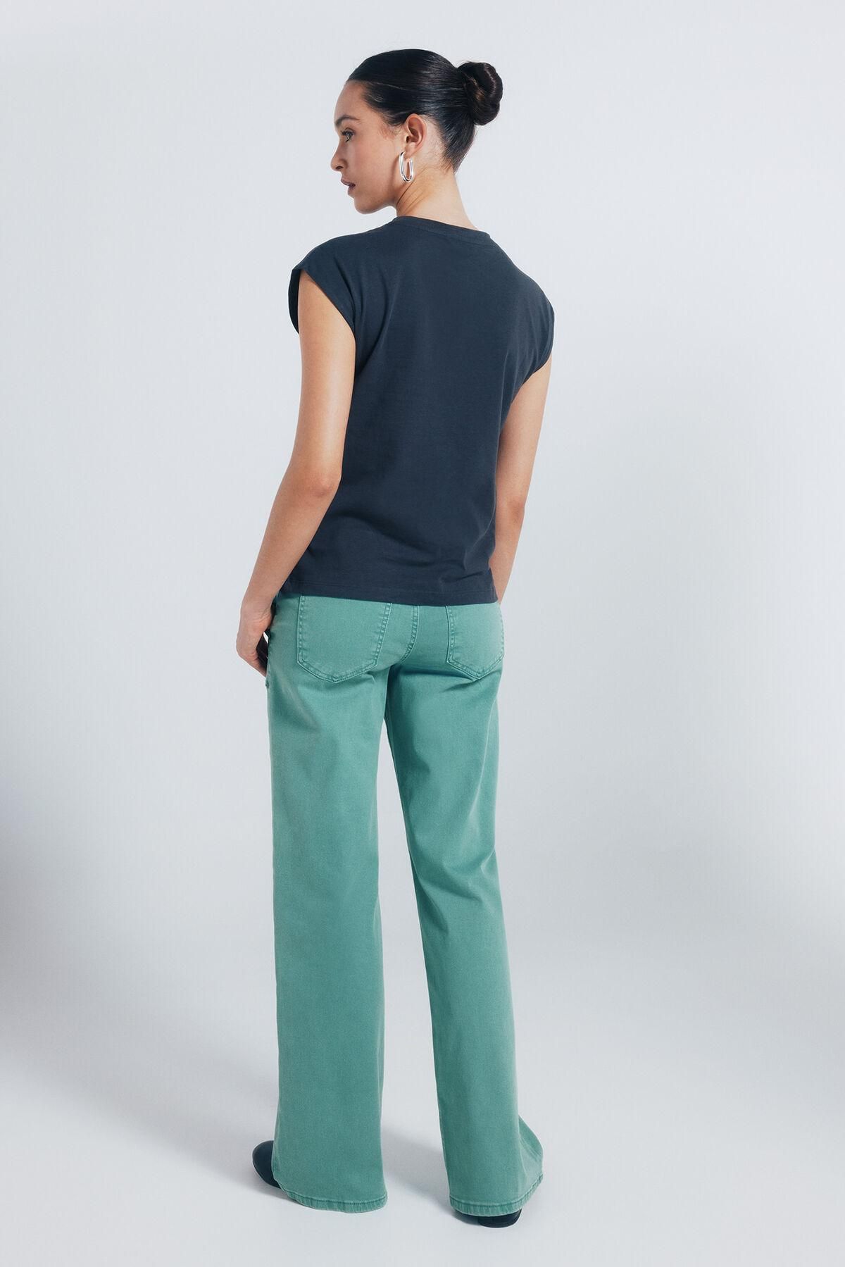 스프링필드 스터드 하이웨이스트 와이드 데님 팬츠 6832078 VERDE - 상세 이미지 5