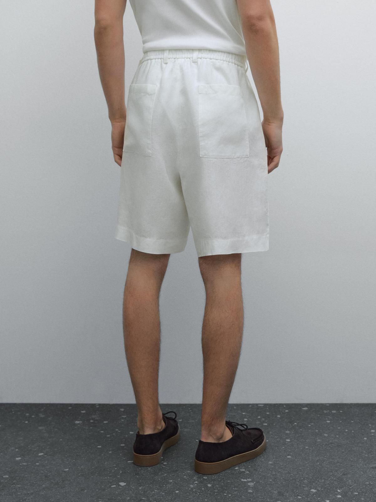 마시모두띠 라이트 린넨 베이직 버뮤다 반바지 2903/007 OFF WHITE - 상세 이미지 3