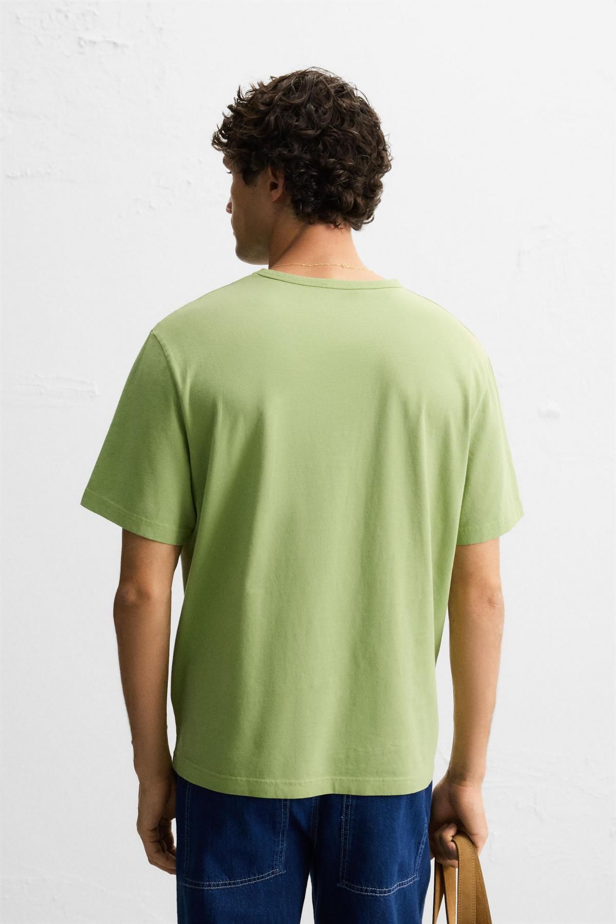 자라 워싱 라이트그린 포켓 반팔 티셔츠 4087/312 GREEN - 상세 이미지 4