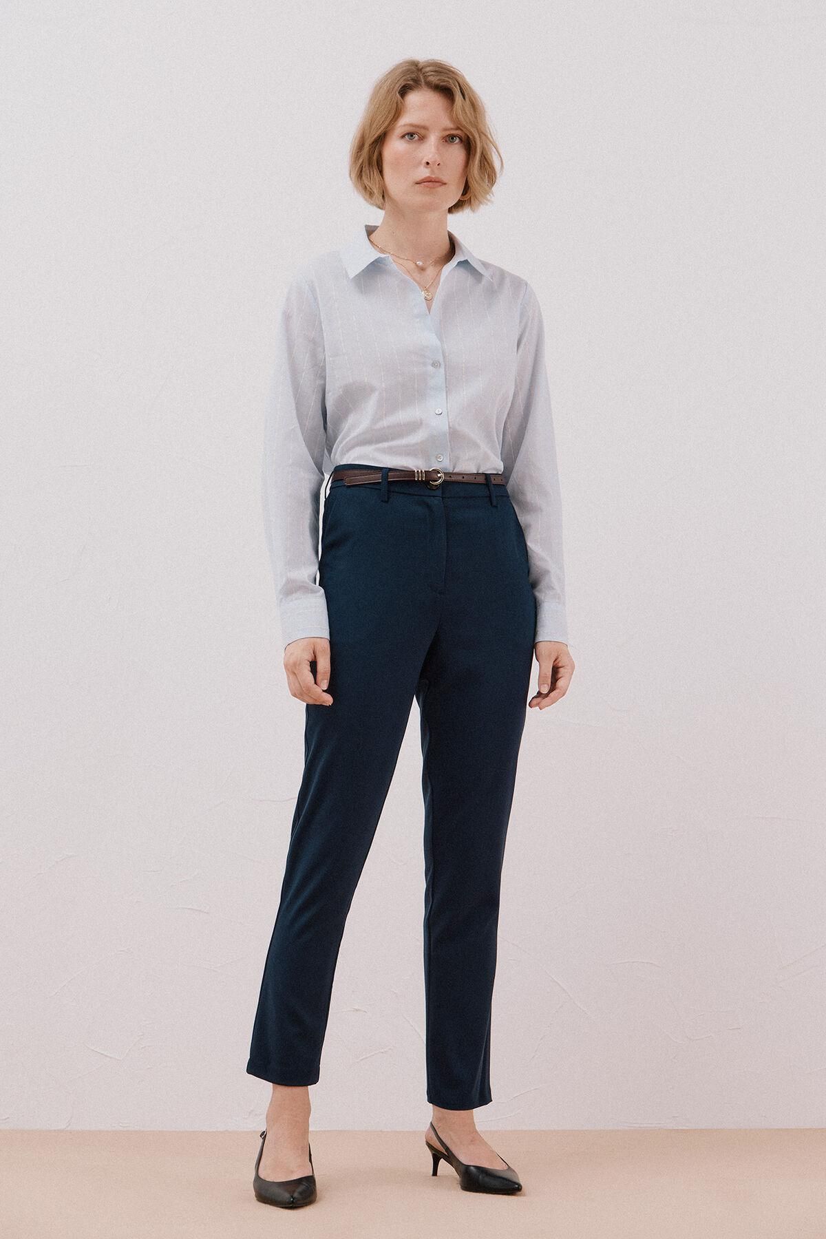 꼬르떼피엘 슬림핏 정장 슬랙스 벨트 여성 팬츠 6142019 AZUL MARINO - 상세 이미지 2