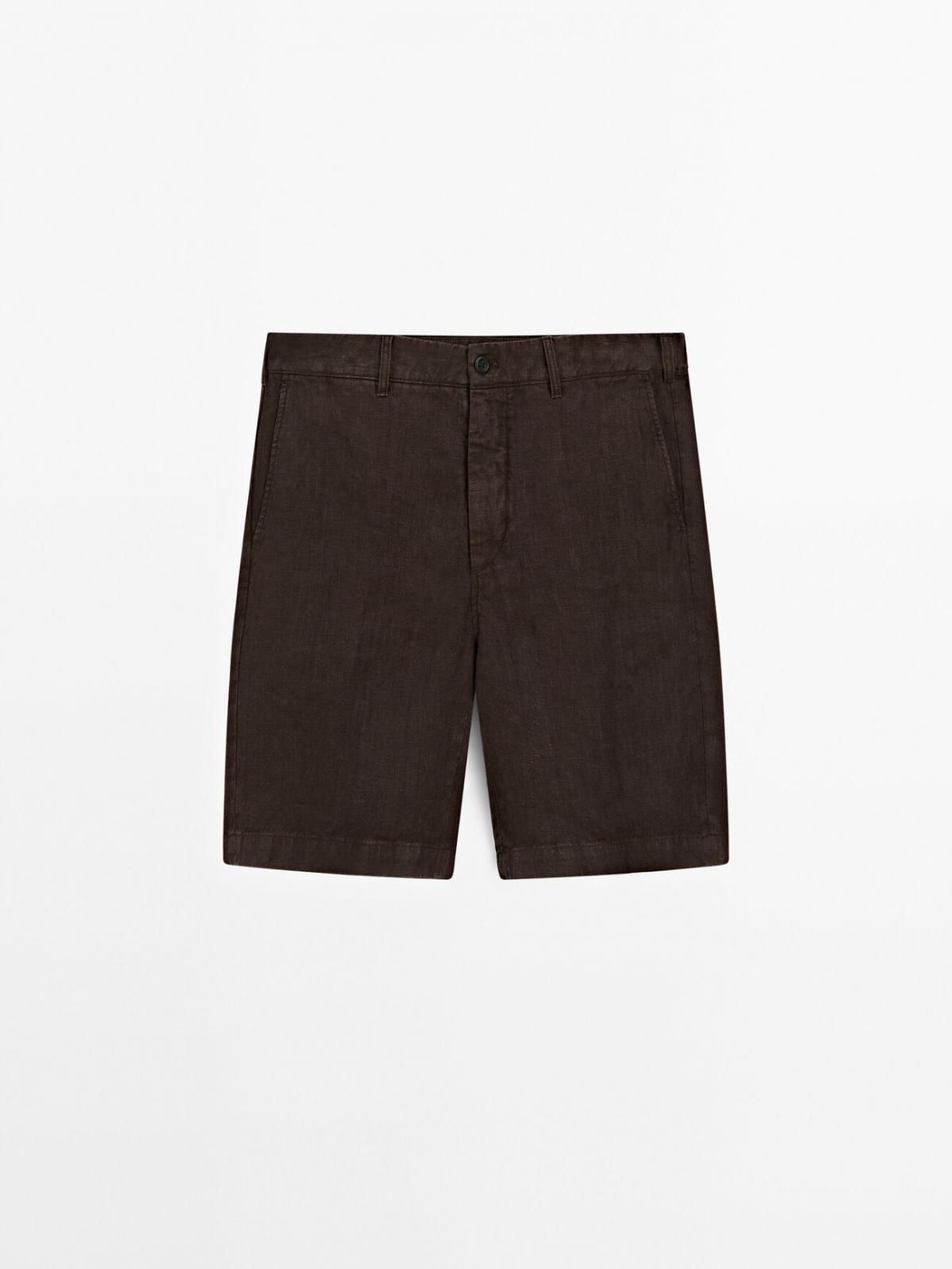 마시모두띠 내추럴 린넨 버뮤다 쇼츠 2901/007 BROWN - 상품 이미지