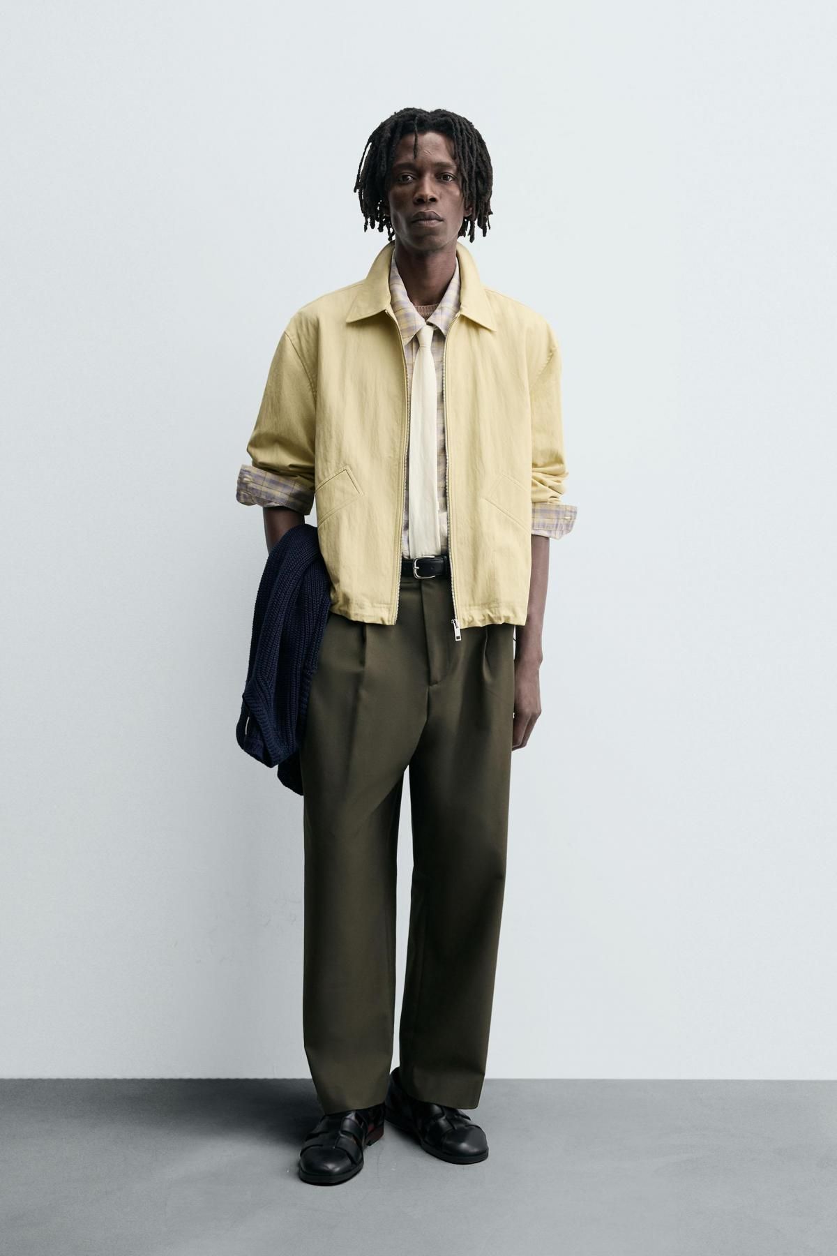 자라 미니멀 크롭핏 테크니컬 재킷 1437/317 LIGHT YELLOW - 상세 이미지 2