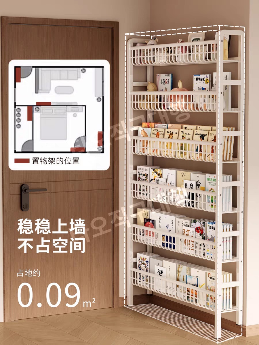 문뒤까꿍선반 공간활용 좁은공간 진열 틈새 폭좁은 수납장 다용도 슬림 수납 선반 책장 - 상세 이미지 5