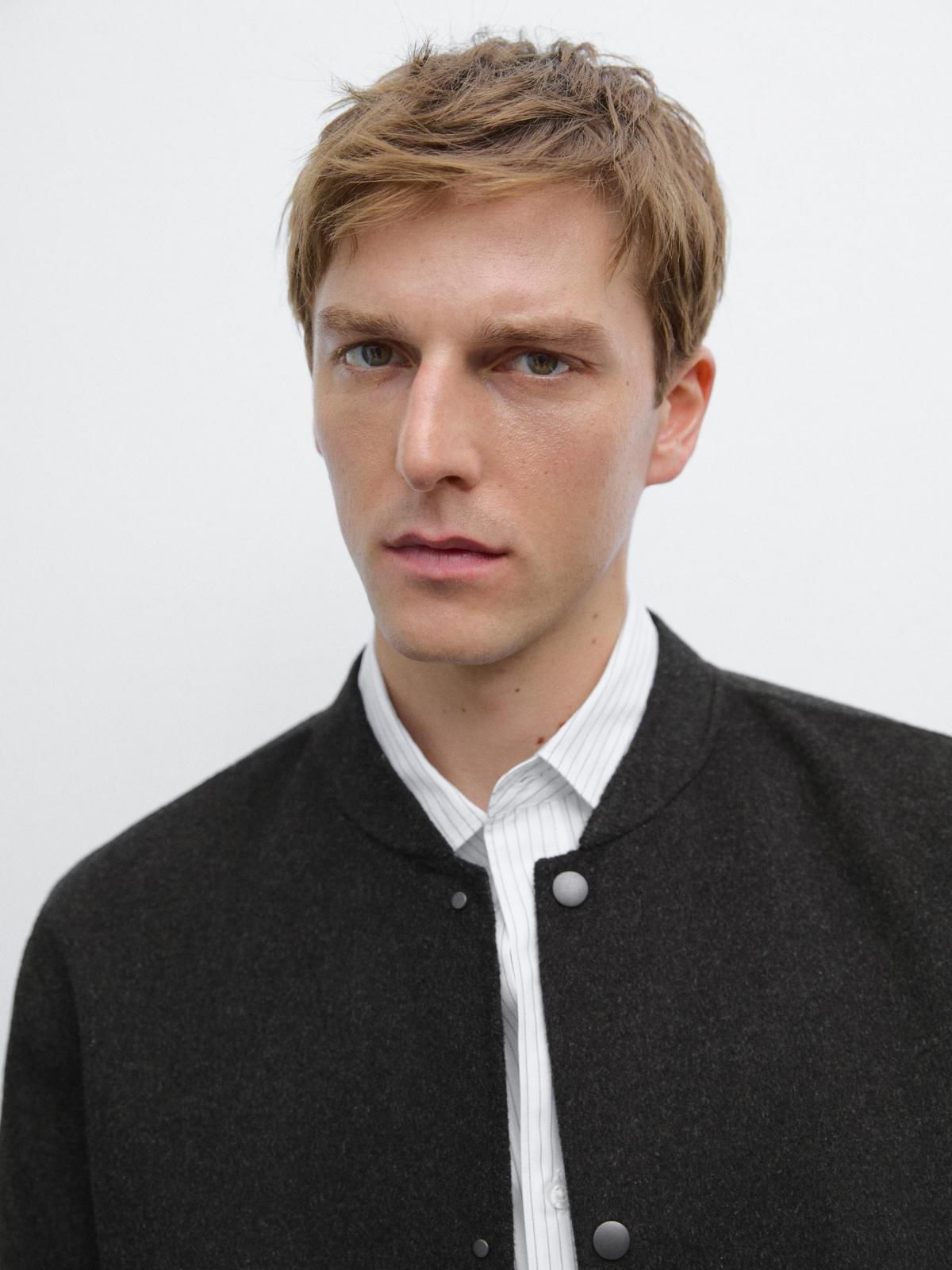 마시모두띠 더블 울 블렌드 봄버 재킷 2830/380 ANTHRACITE GREY - 상세 이미지 3