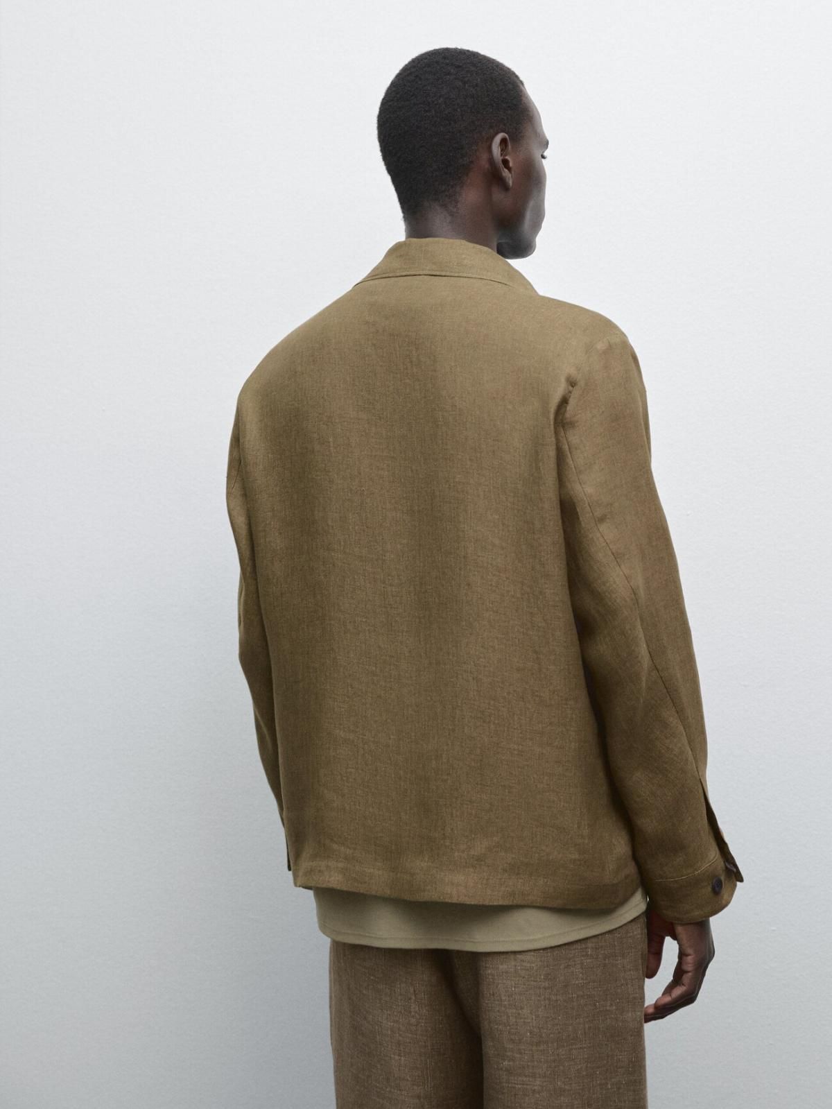 마시모두띠 오버핏 LINEN 테크니컬 오버셔츠 포켓 2047/295 GREEN - 상세 이미지 4