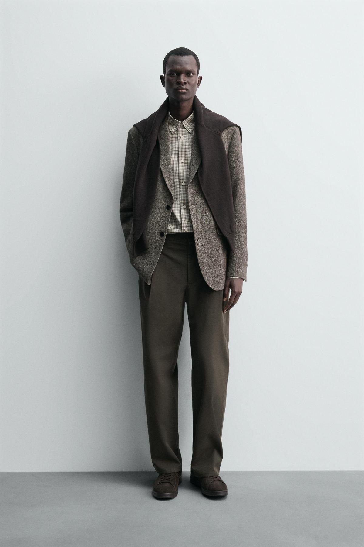 자라 테크니컬 린넨 울 클래식 테일러드 재킷 1564/158 BLACK / BROWN - 상세 이미지 2