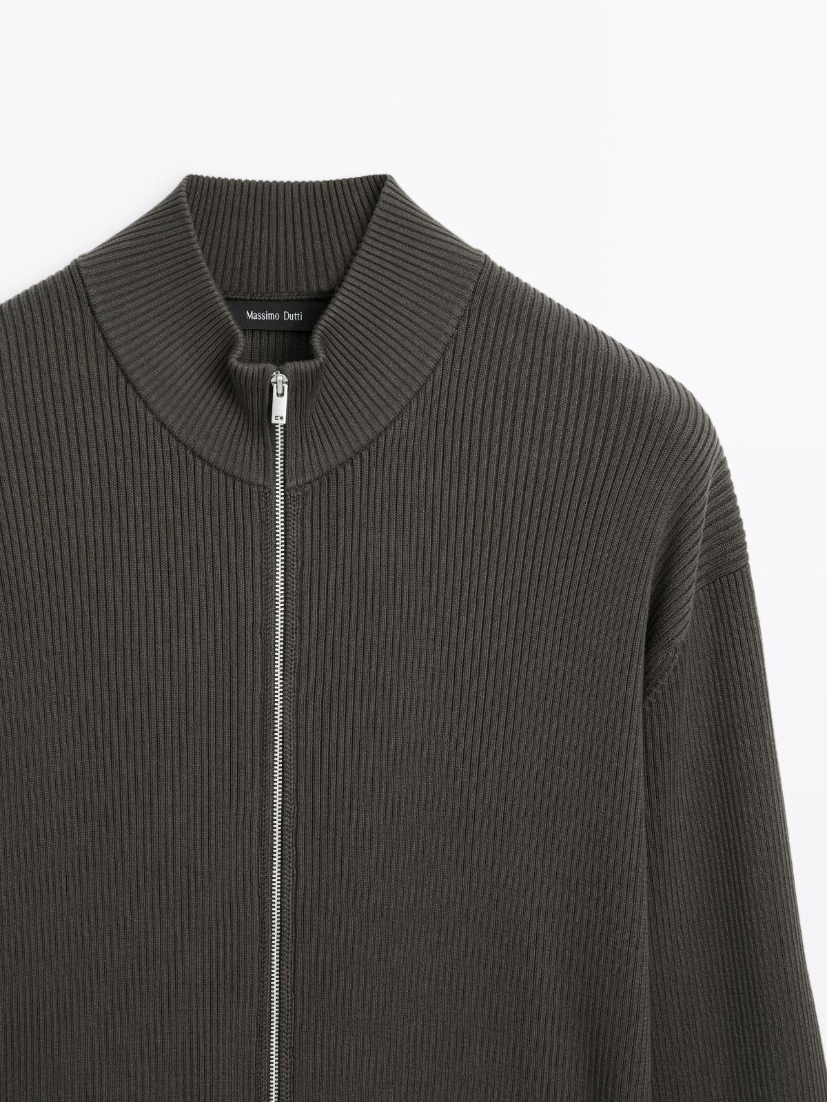 마시모두띠 100 코튼 테크니컬 집업 니트 가디건 1035/201 ANTHRACITE GREY 이미지 6