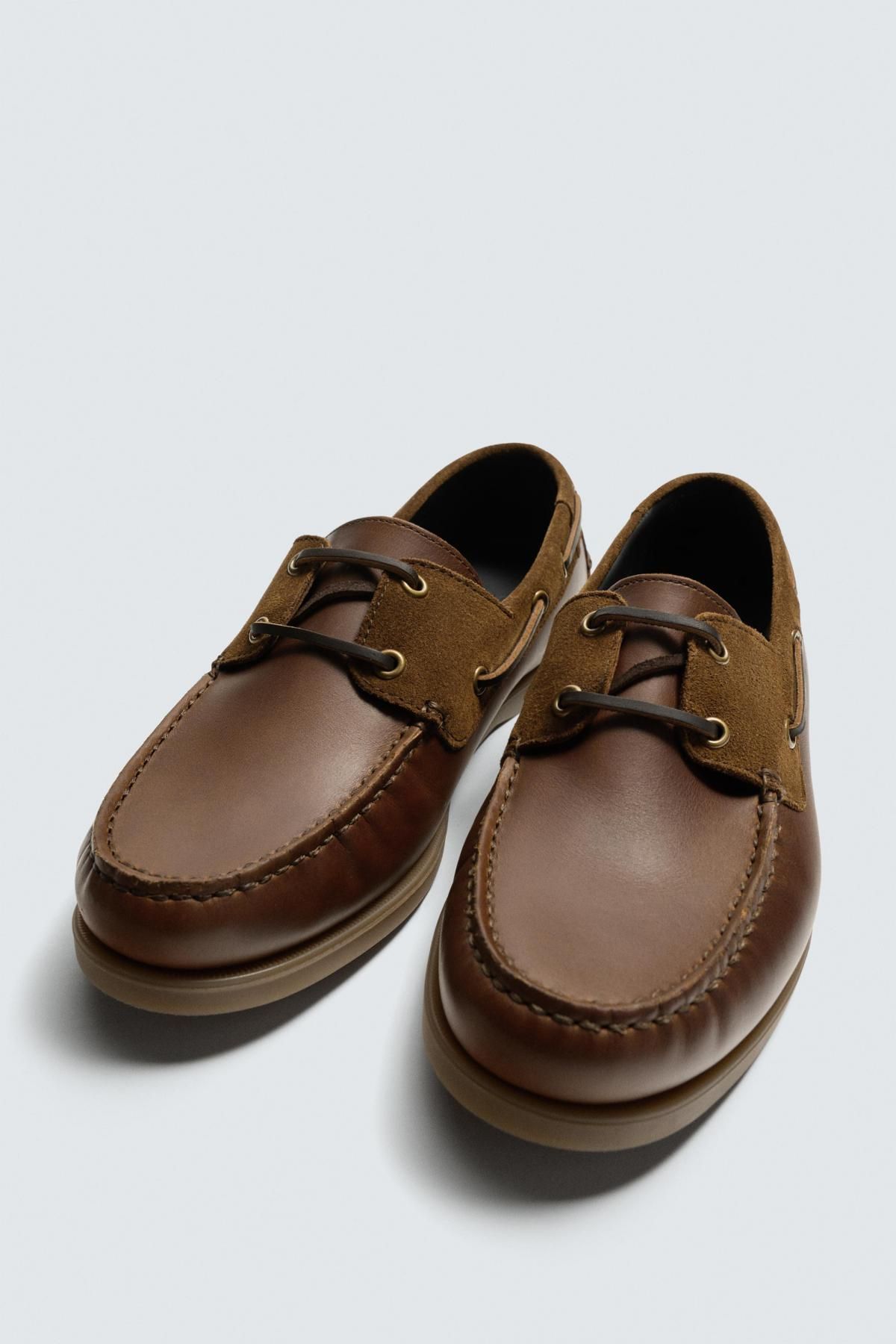 자라 프리미엄 레더 클래식 데크 슈즈 2479/620 BROWN - 상세 이미지 5