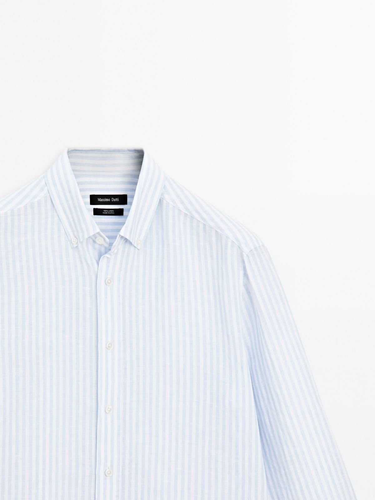 마시모두띠 스트라이프 린넨 슬림핏 긴팔셔츠 1801/272 WHITE - 상세 이미지 2