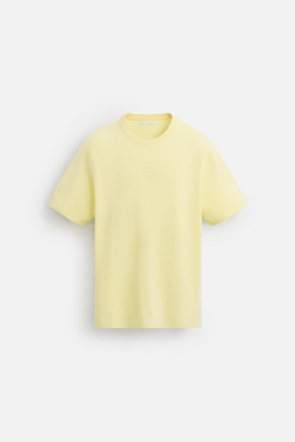 자라 라이트옐로우 릴랙스핏 니트 반팔 티셔츠 5536/431 YELLOW - 메인 이미지