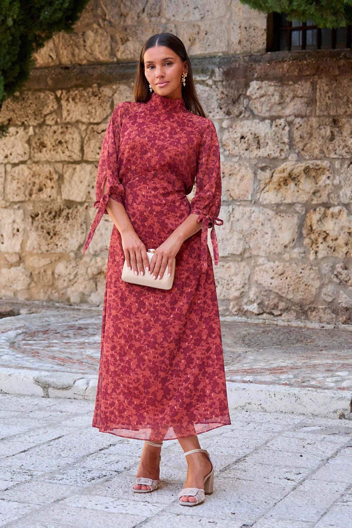 폴린에무아 로맨틱 플라워 롱 원피스 6442312 NARANJA - 상품 이미지