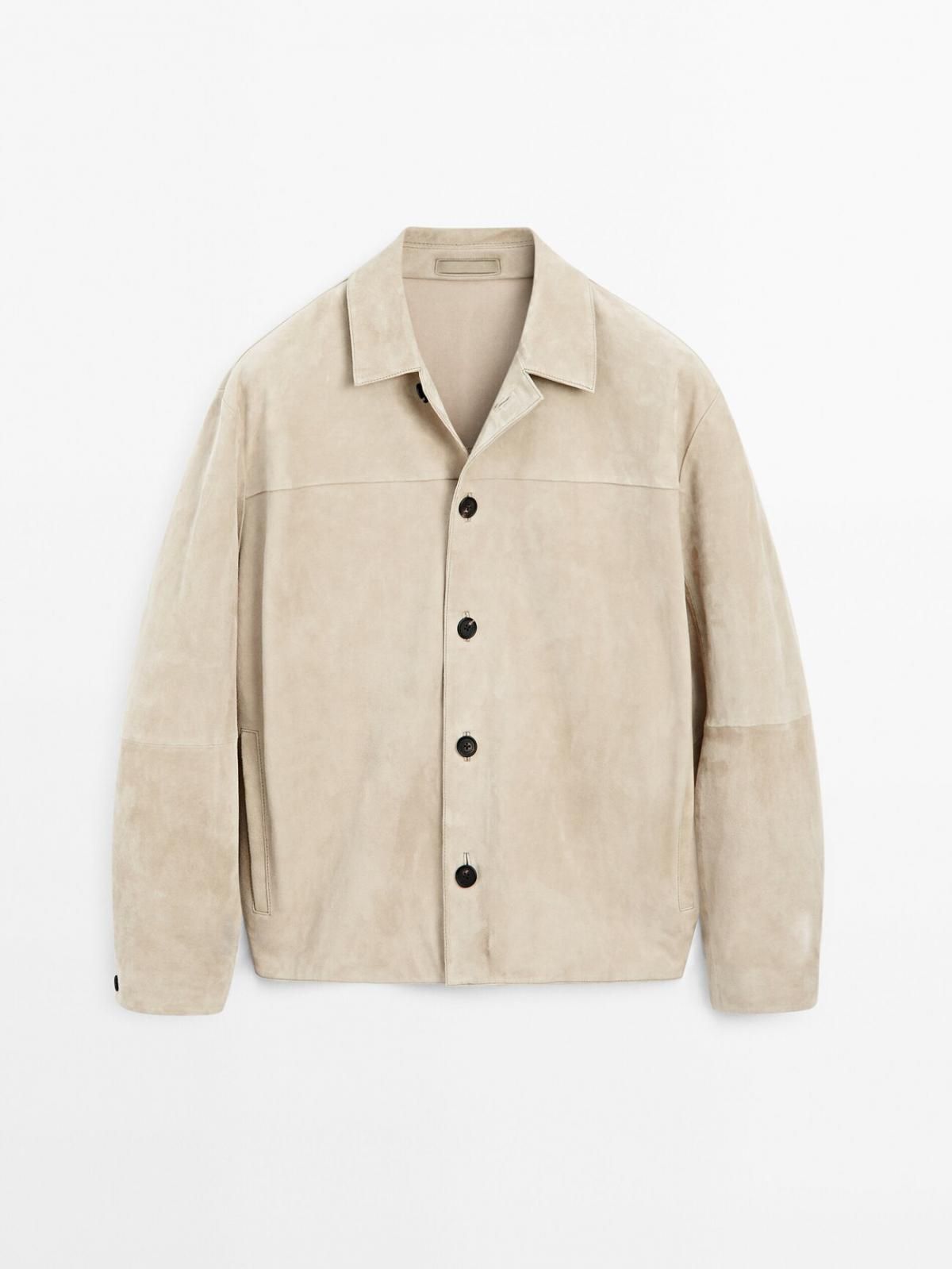마시모두띠 프리미엄 스웨이드 레더 숏 재킷 3300/450 PALE KHAKI - 상품 이미지