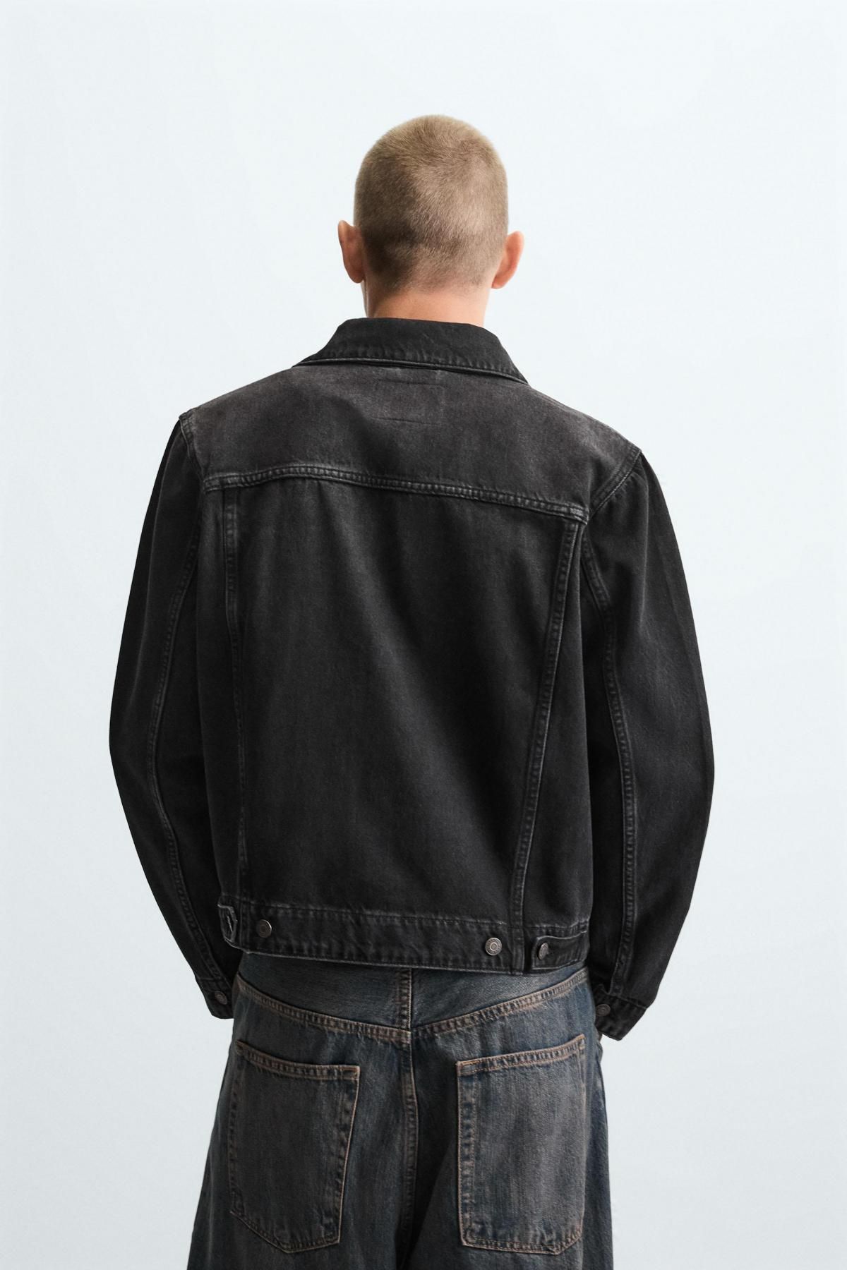 자라 블랙 데님 베이직 재킷 1538/370 BLACK - 상세 이미지 4