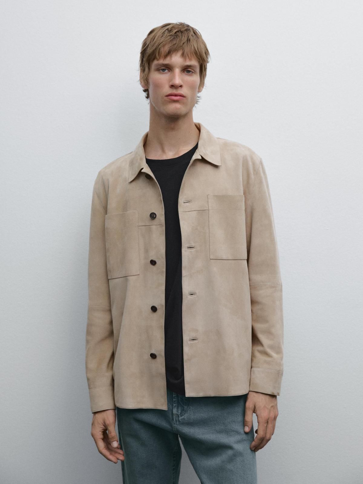 마시모두띠 스웨이드 가죽 버튼 오버셔츠 3365/597 LIGHT BEIGE - 상세 이미지 5