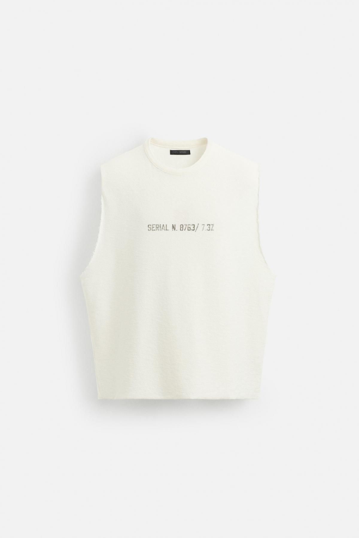 자라 프린트 워시드 민소매 니트 탱크탑 4090/329 BEIGE - 메인 이미지
