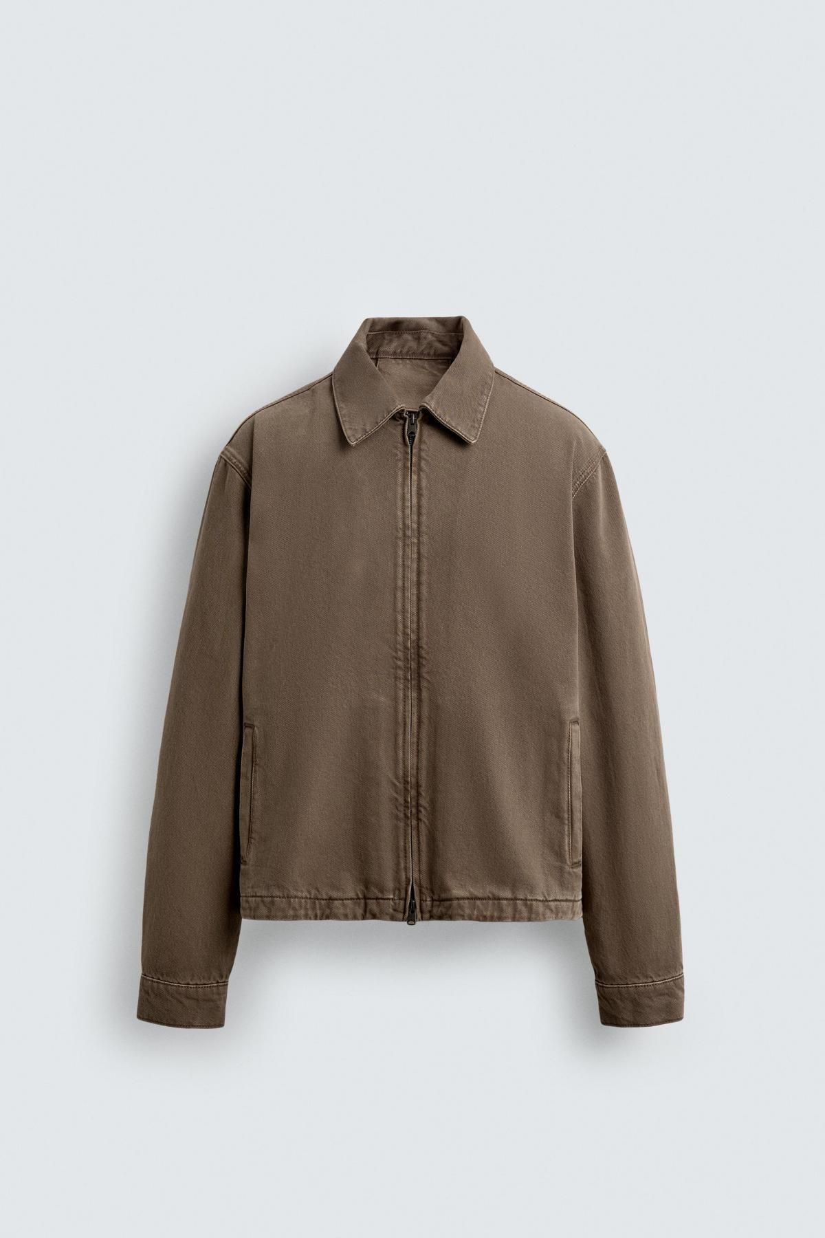 자라 테크니컬 데님 집업 재킷 5585/393 BROWN / TAUPE - 메인 이미지