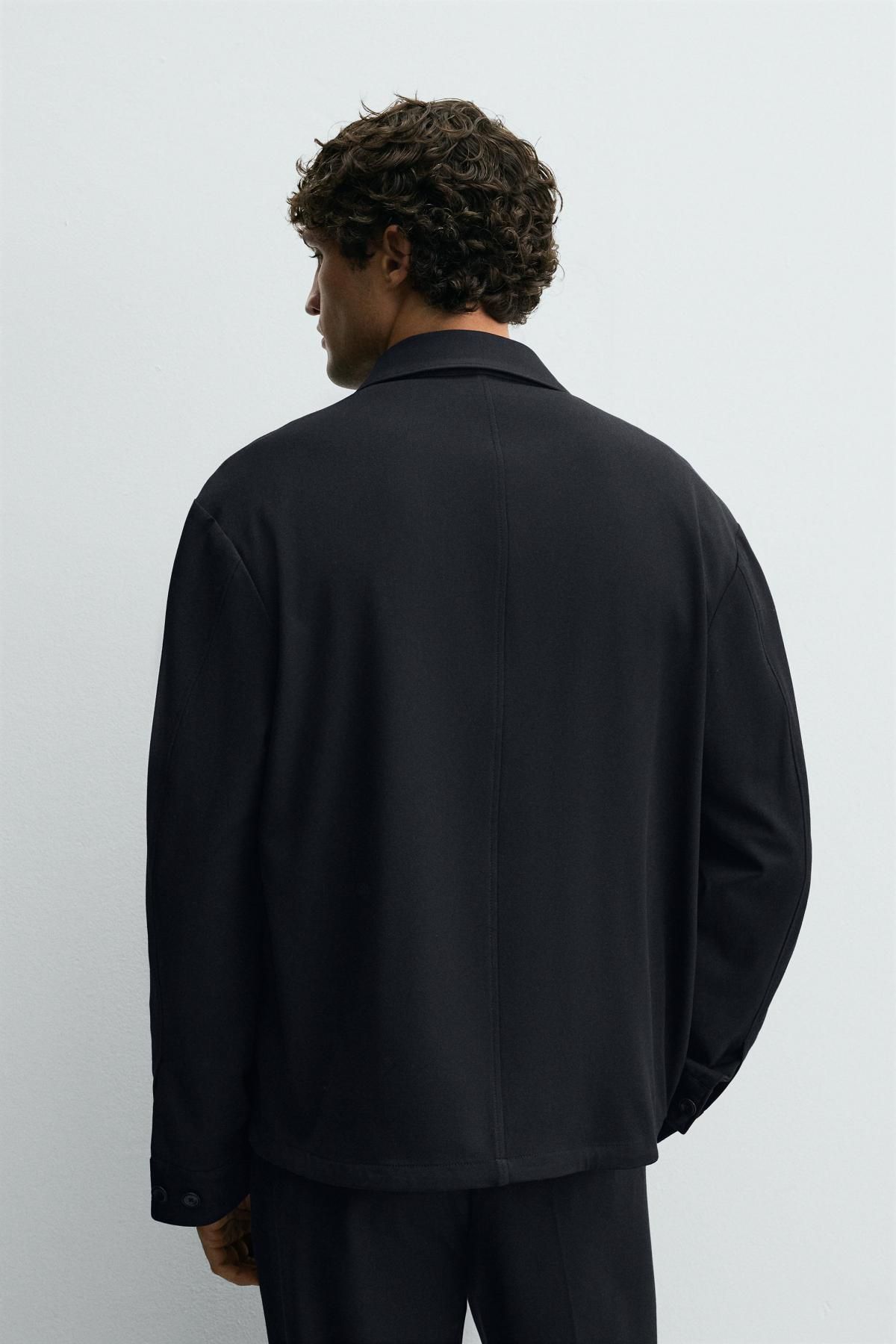 자라 베이직 블랙 테크니컬 오버핏 오버셔츠 5934/448 NAVY BLUE - 상세 이미지 4