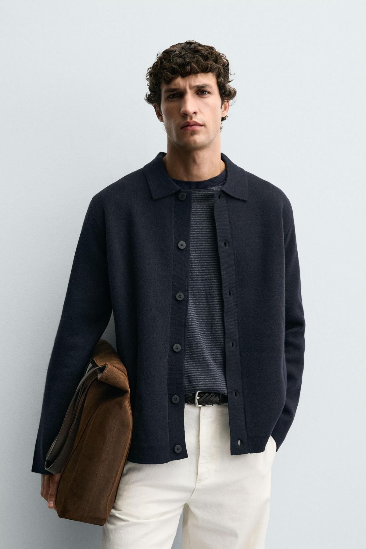 자라 텍스처 베이직 포켓 긴팔 가디건 5755/333 NAVY BLUE - 상세 이미지 3