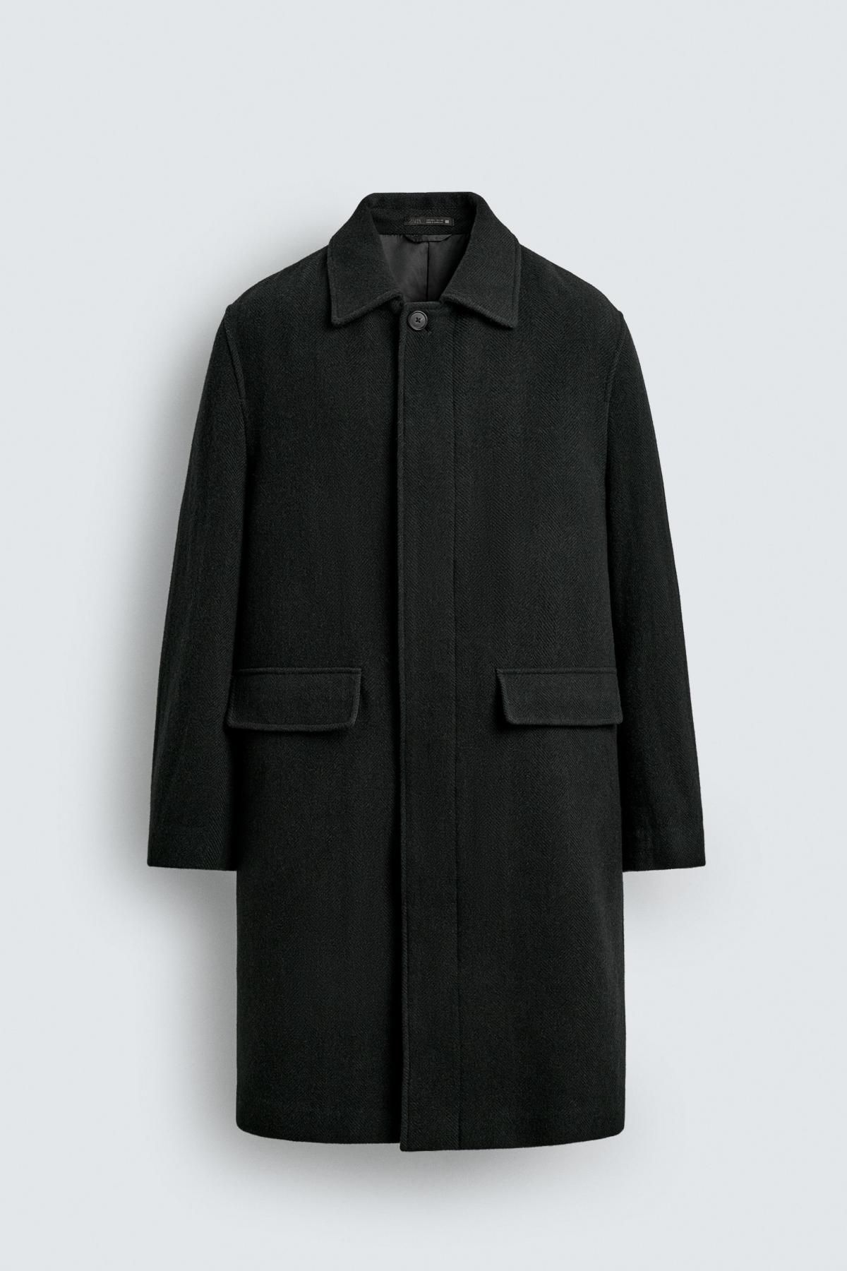 자라 클래식 헤링본 울 남성 싱글코트 2949/400 DARK KHAKI - 상품 이미지
