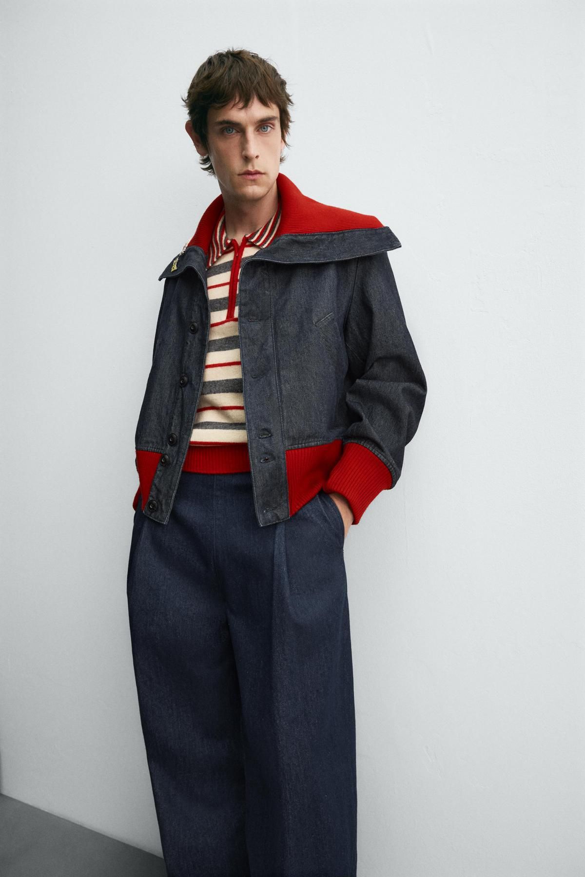 자라 와이드핏 데님 와이드 팬츠 X 해리 램버트 디즈니 6045/305 NAVY BLUE - 상세 이미지 5
