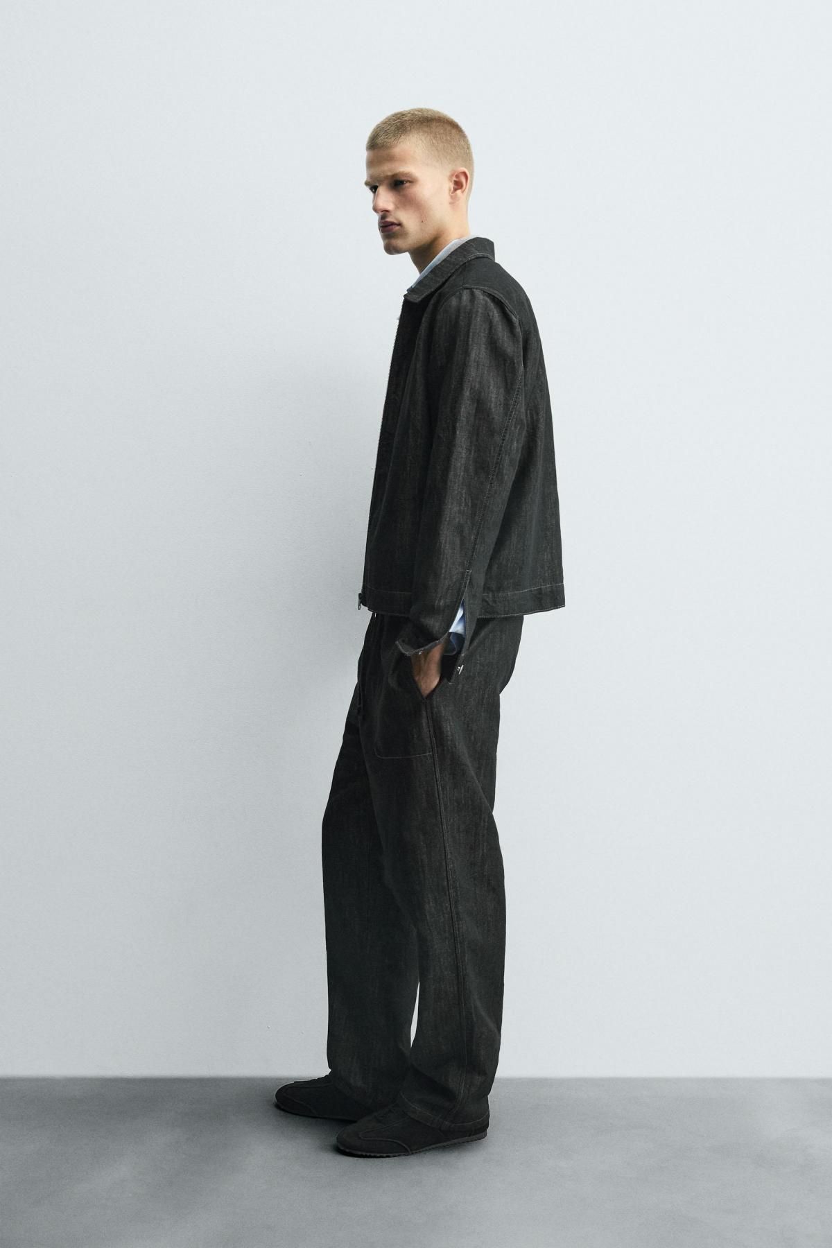 자라 조거핏 데님 릴렉스핏 와이드 팬츠 0840/300 BLACK - 상세 이미지 5