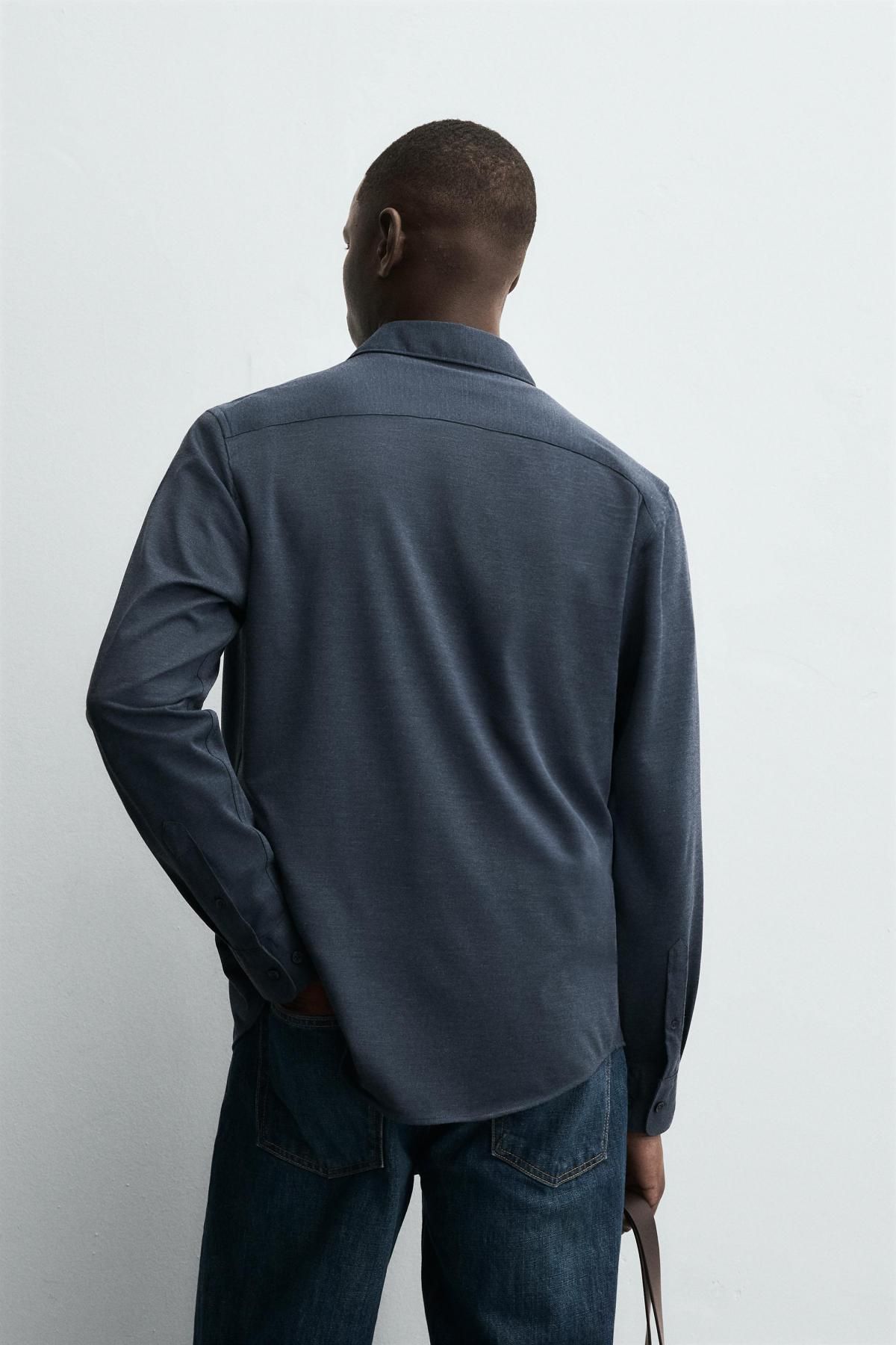 자라 테크니컬 논아이론 레귤러핏 긴팔 셔츠 4493/144 BLUE / STEEL - 상세 이미지 4