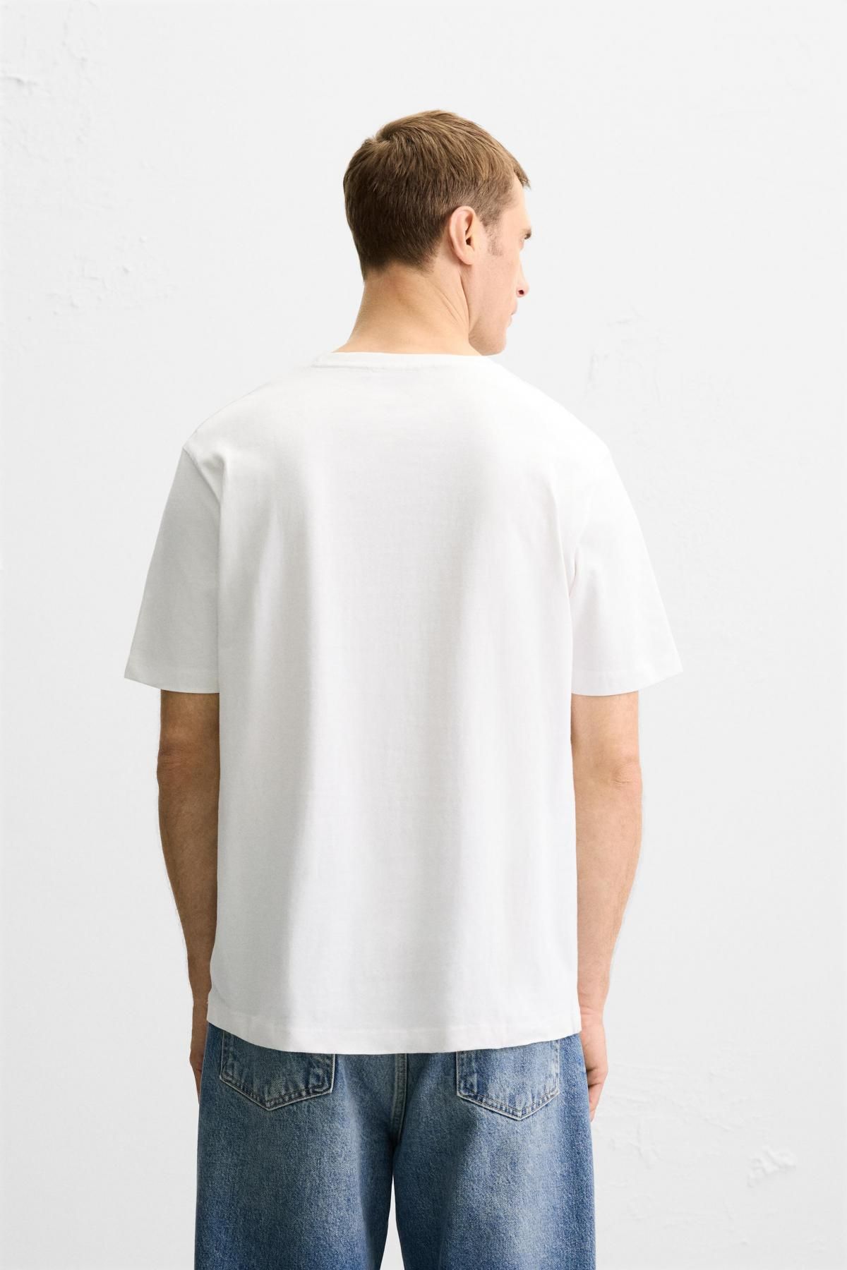 자라 미니멀 베이직 미디엄웨이트 반팔 티셔츠 1887/470 WHITE - 상세 이미지 4