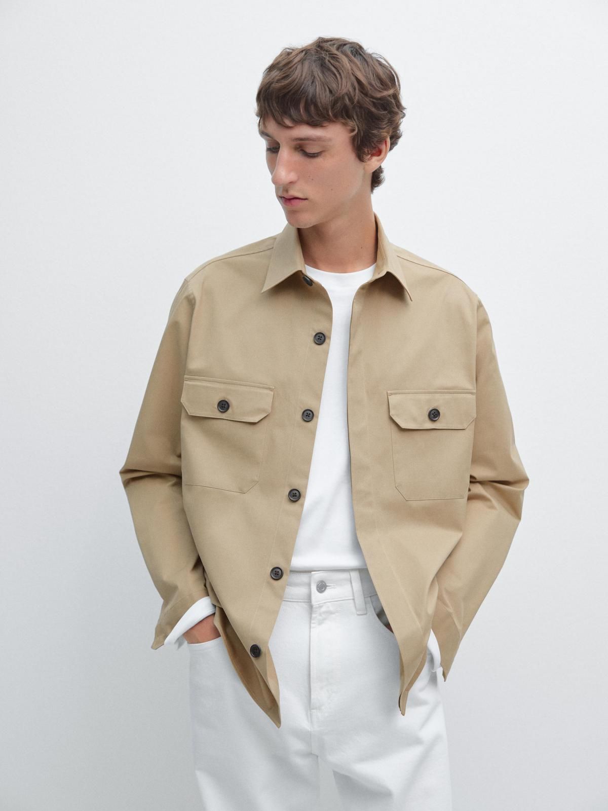 마시모두띠 미니멀 코튼블렌드 포켓 오버셔츠 1768/266 BEIGE - 상세 이미지 3