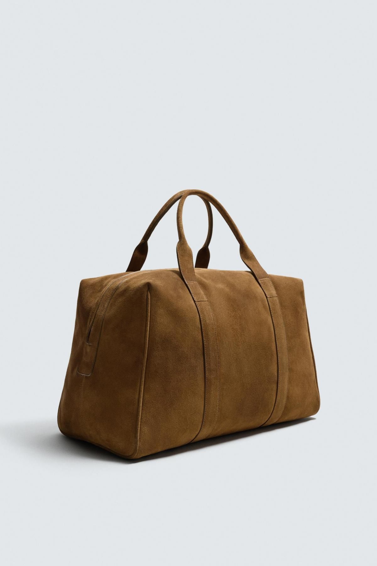 자라 프리미엄 스웨이드 레더 트래블백 3145/620 BROWN - 상세 이미지 4