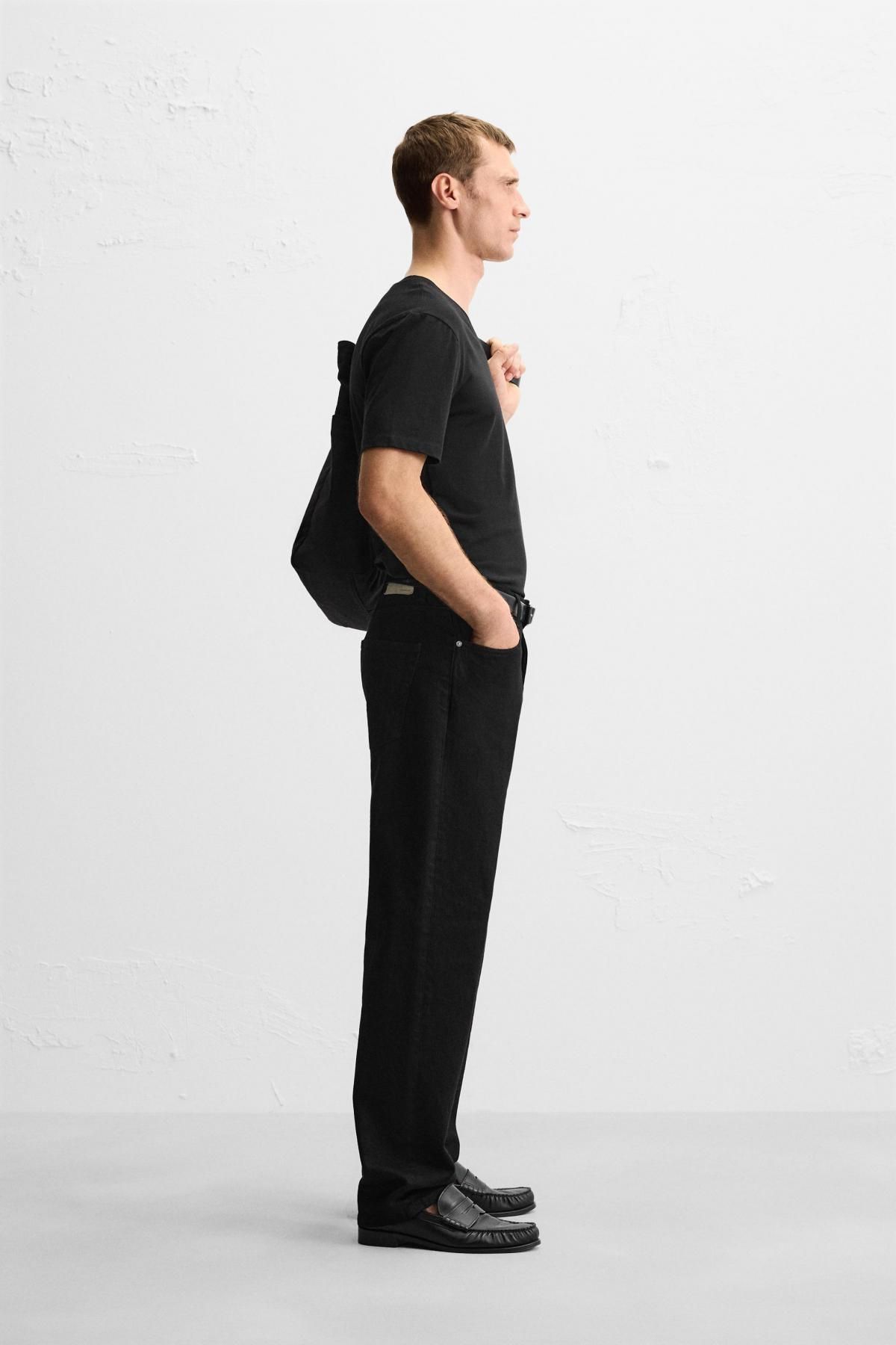 자라 스트레치 코튼 슬림핏 브이넥 반팔 티셔츠 5584/402 BLACK - 상세 이미지 5