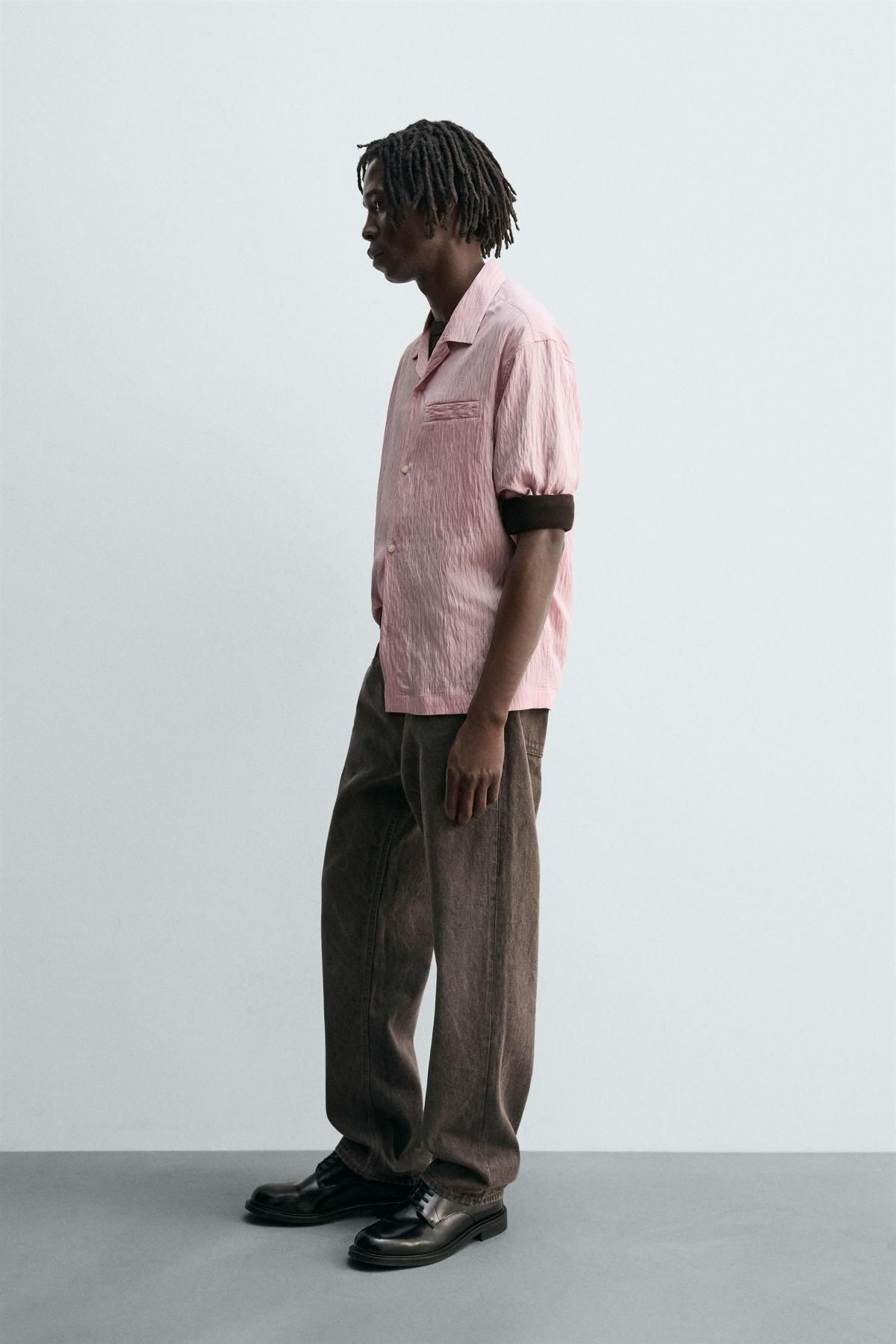 자라 스트라이프 모달 릴렉스핏 반팔 셔츠 4975/153 PASTEL PINK - 상세 이미지 5