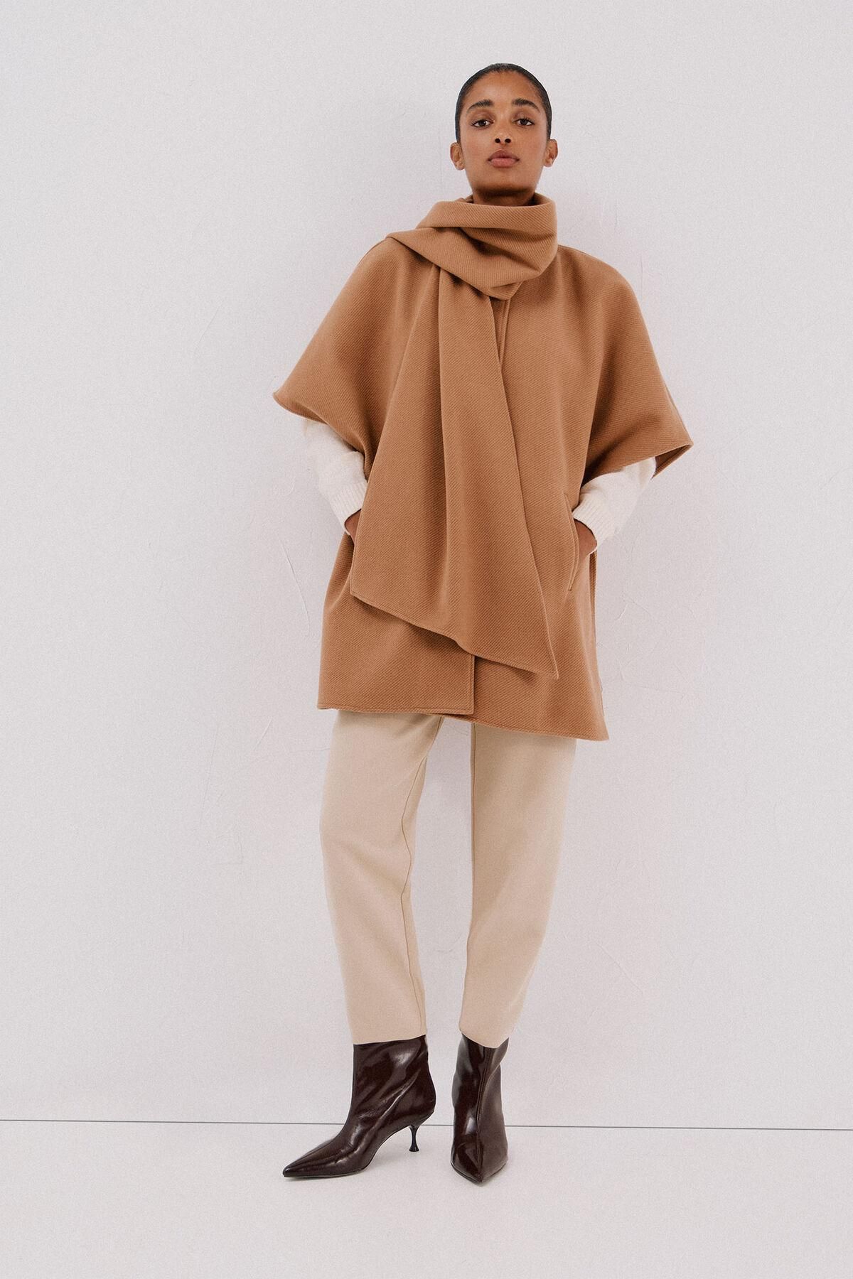 꼬르떼피엘 오버핏 카멜 스카프 케이프 6502138 BEIGE - 상세 이미지 2