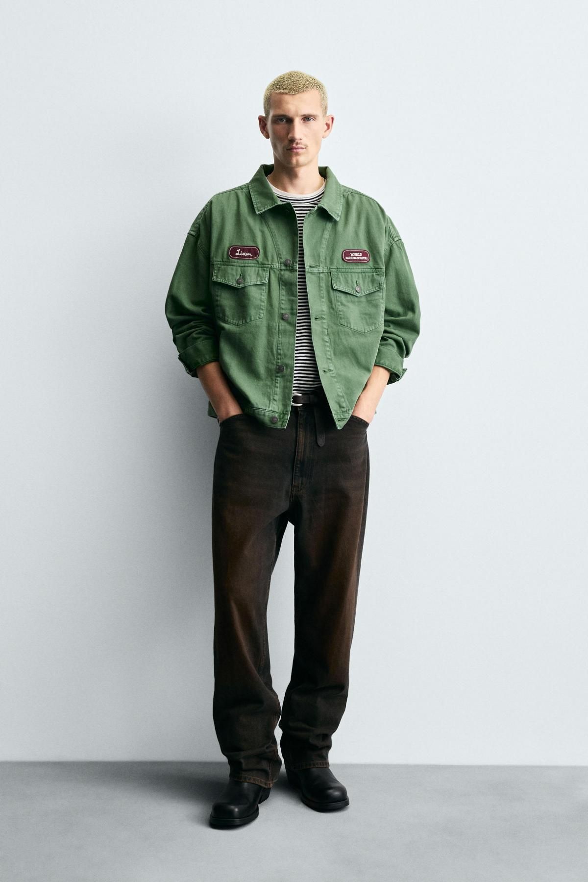 자라 카고 워싱 패치 테크니컬 오버핏 재킷 4302/375 GREEN - 상세 이미지 2