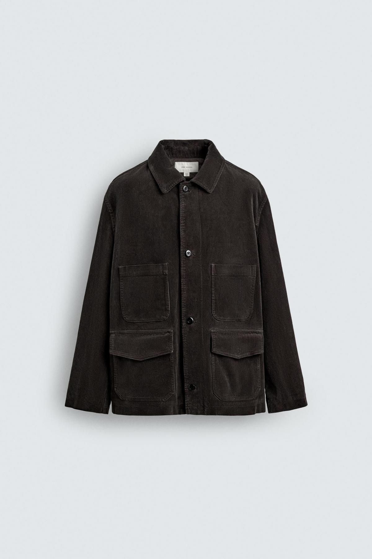 자라 코듀로이 오버핏 포켓 재킷 8491/225 DARK BROWN - 상품 이미지