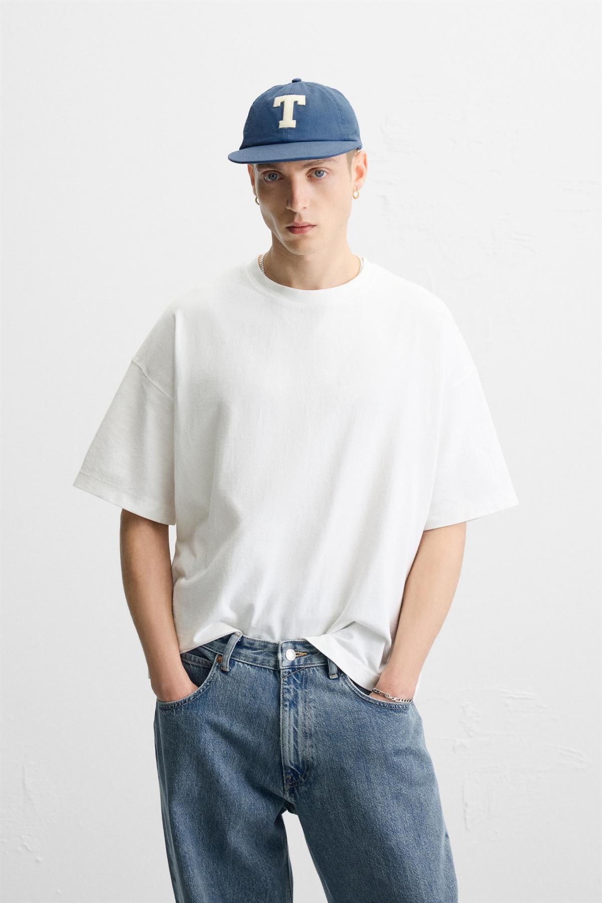 자라 베이직 박시핏 티셔츠 6462/400 OYSTER-WHITE - 상세 이미지 3